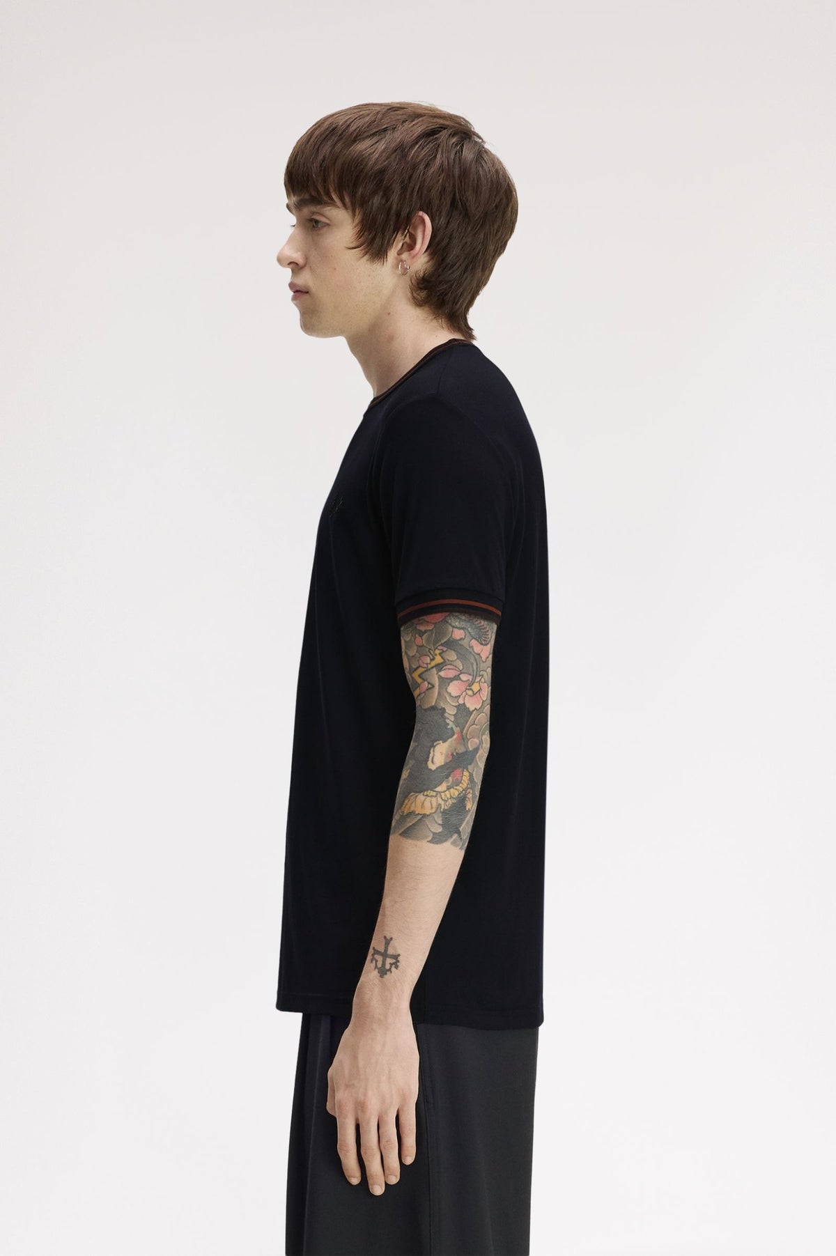 Fred Perry Twin Tipped T-Shirt Navy / Brandy / Rich Brown