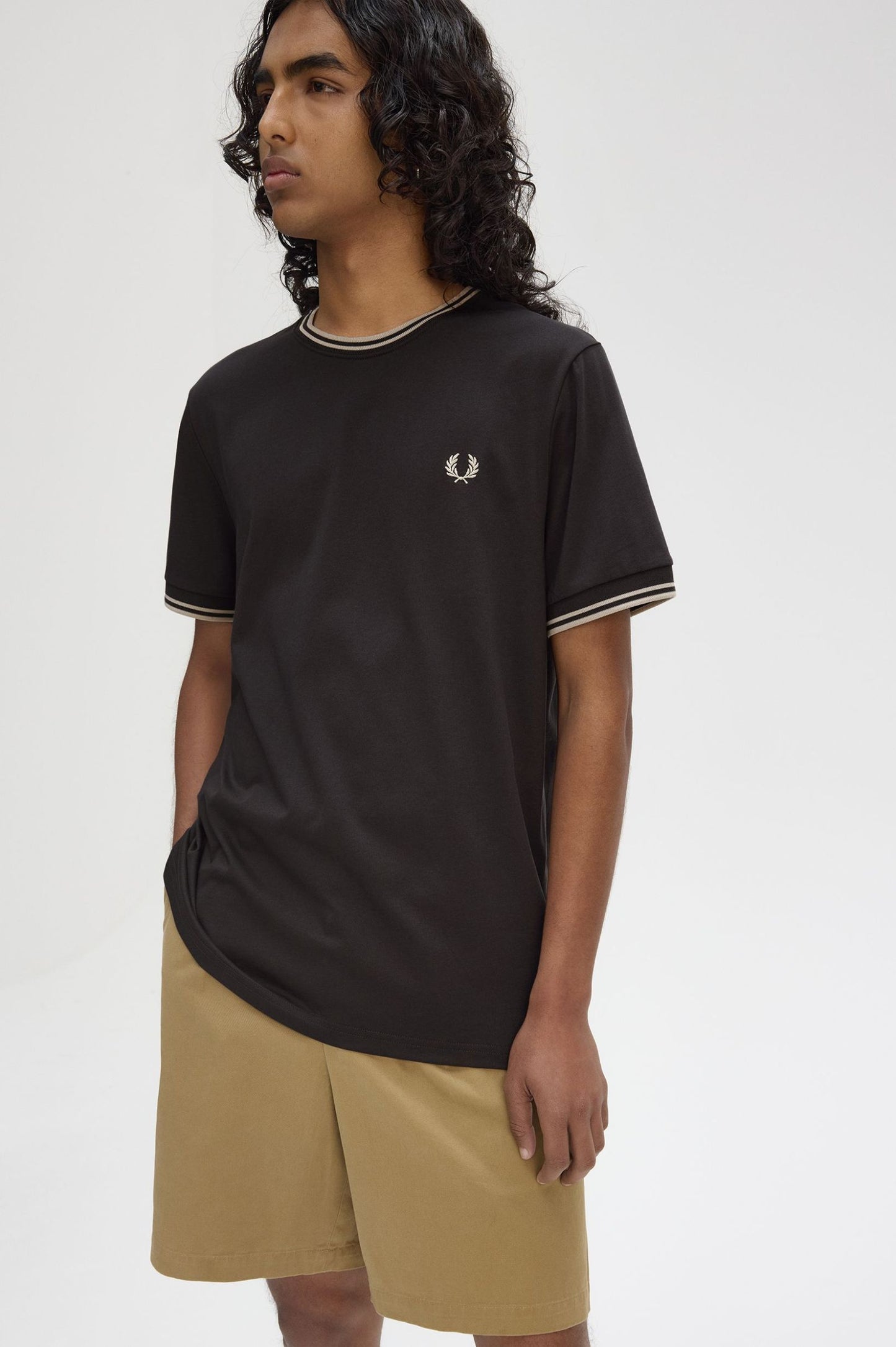 Fred Perry Twin Tipped T-Shirt Anchor Grey / Oatmeal
