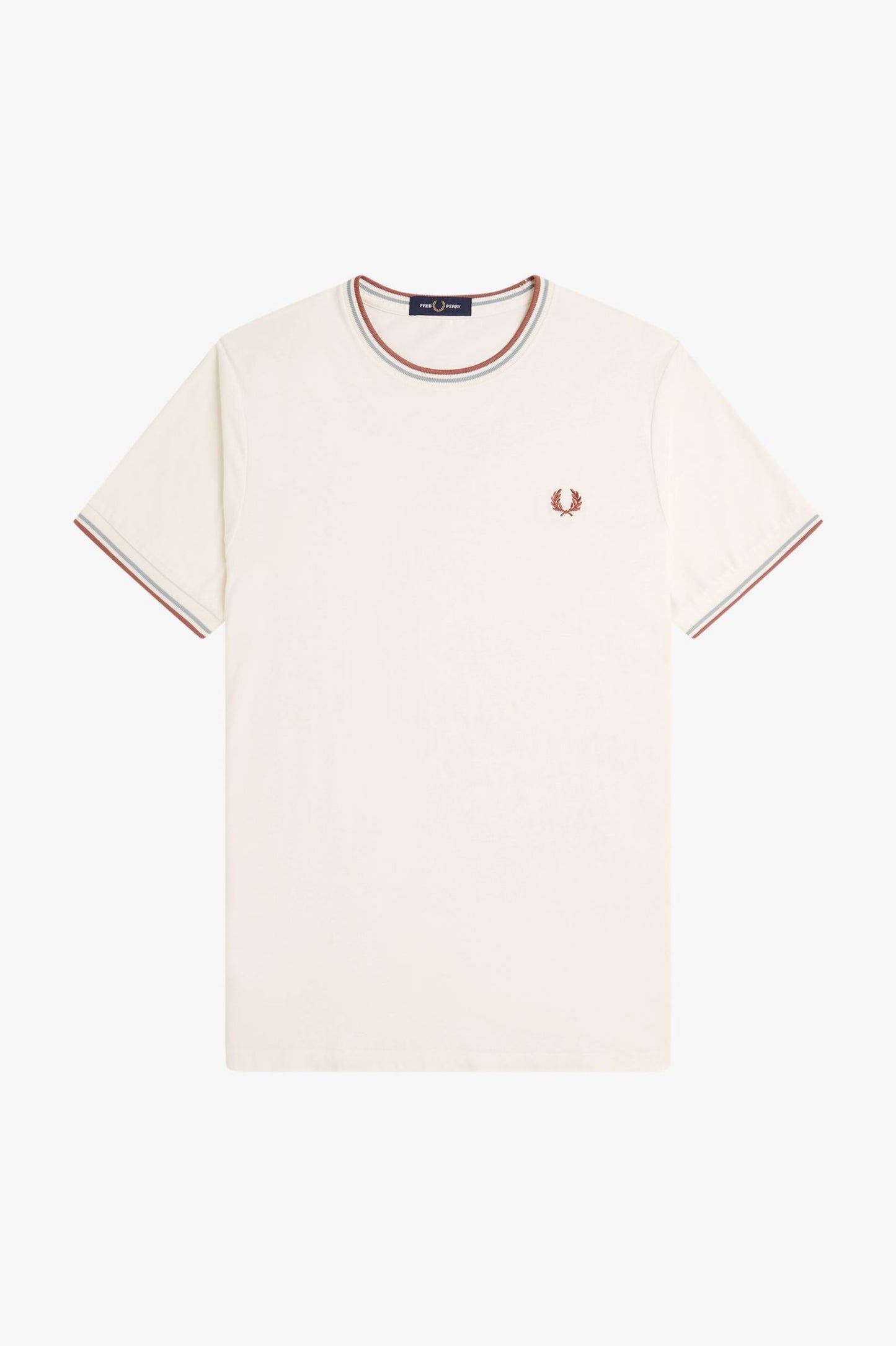 Fred Perry Twin Tipped T-Shirt Ecru / Silver Blue / Cinnamon