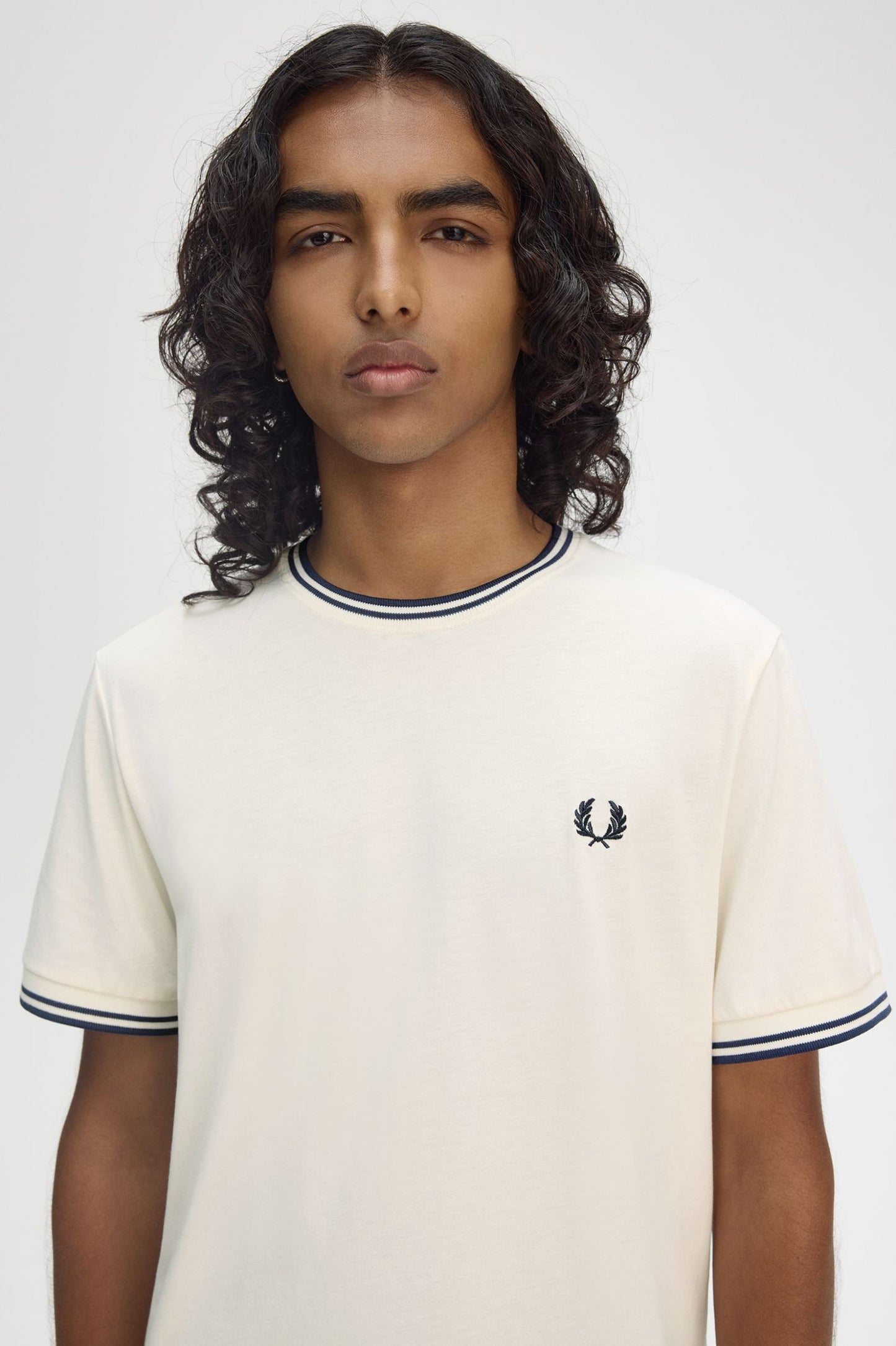 Fred Perry Twin Tipped T-Shirt Ecru / Tennis Blue