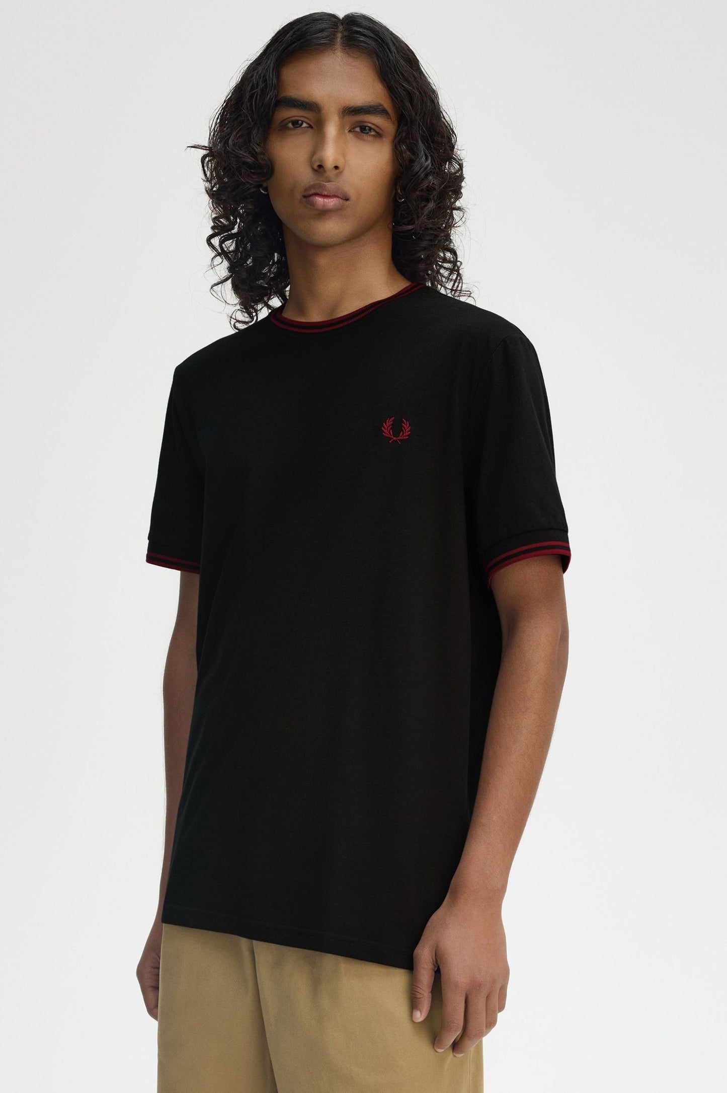 Fred Perry Twin Tipped T-Shirt Black / Burned Red