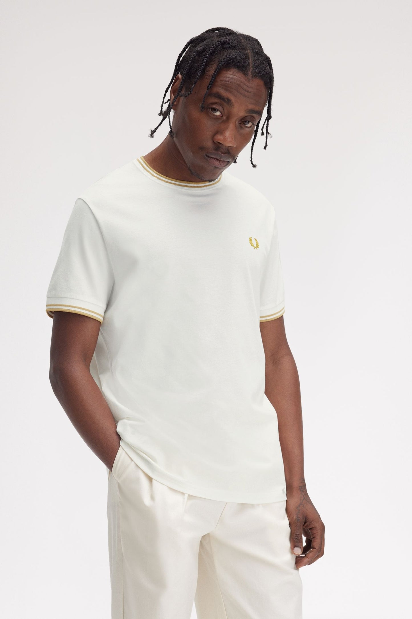 Fred Perry Twin Tipped T-Shirt Snow White / Honeycomb