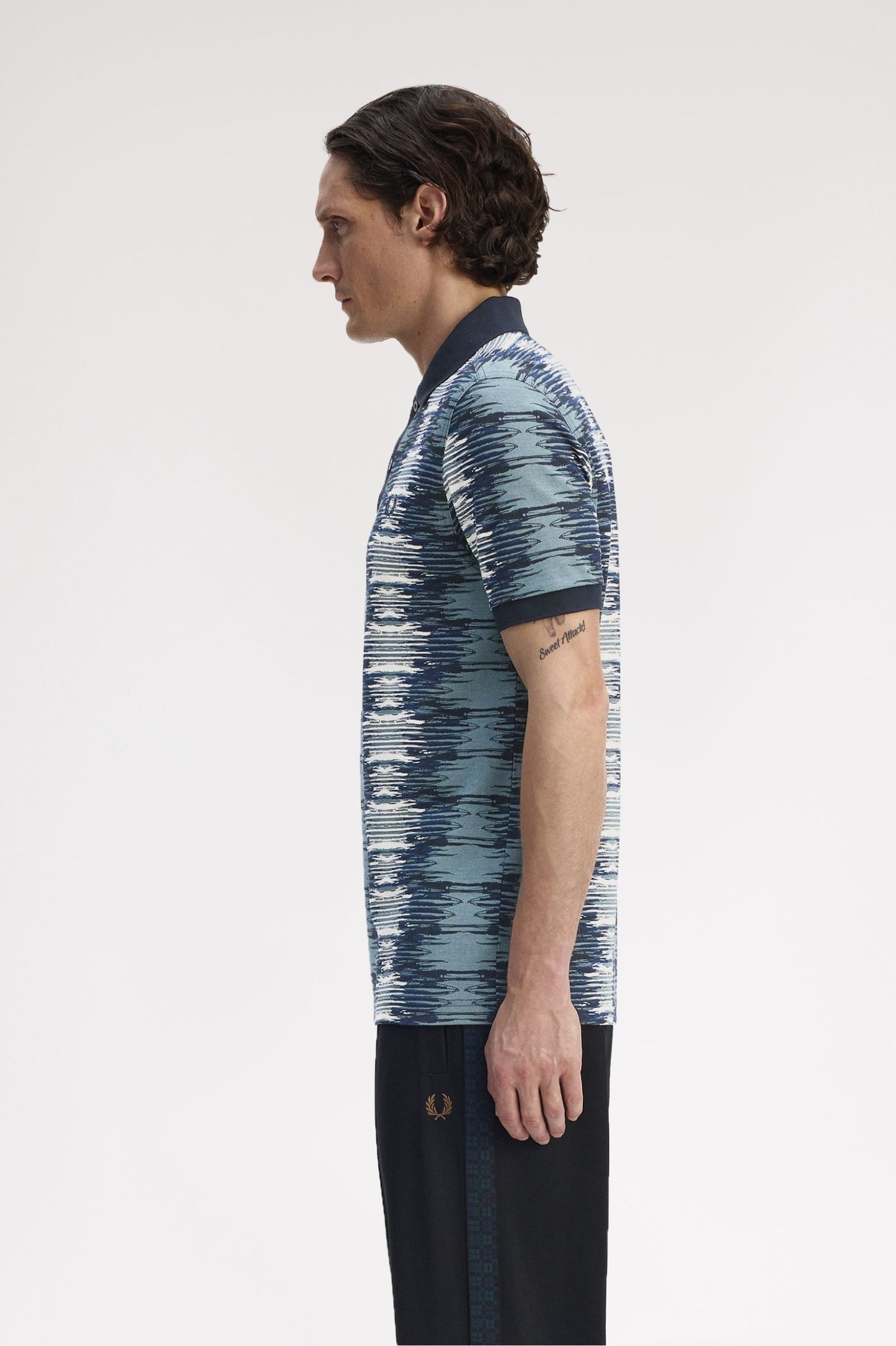 Fred Perry Soundwave Glitch Polo Shirt Stockport Blue