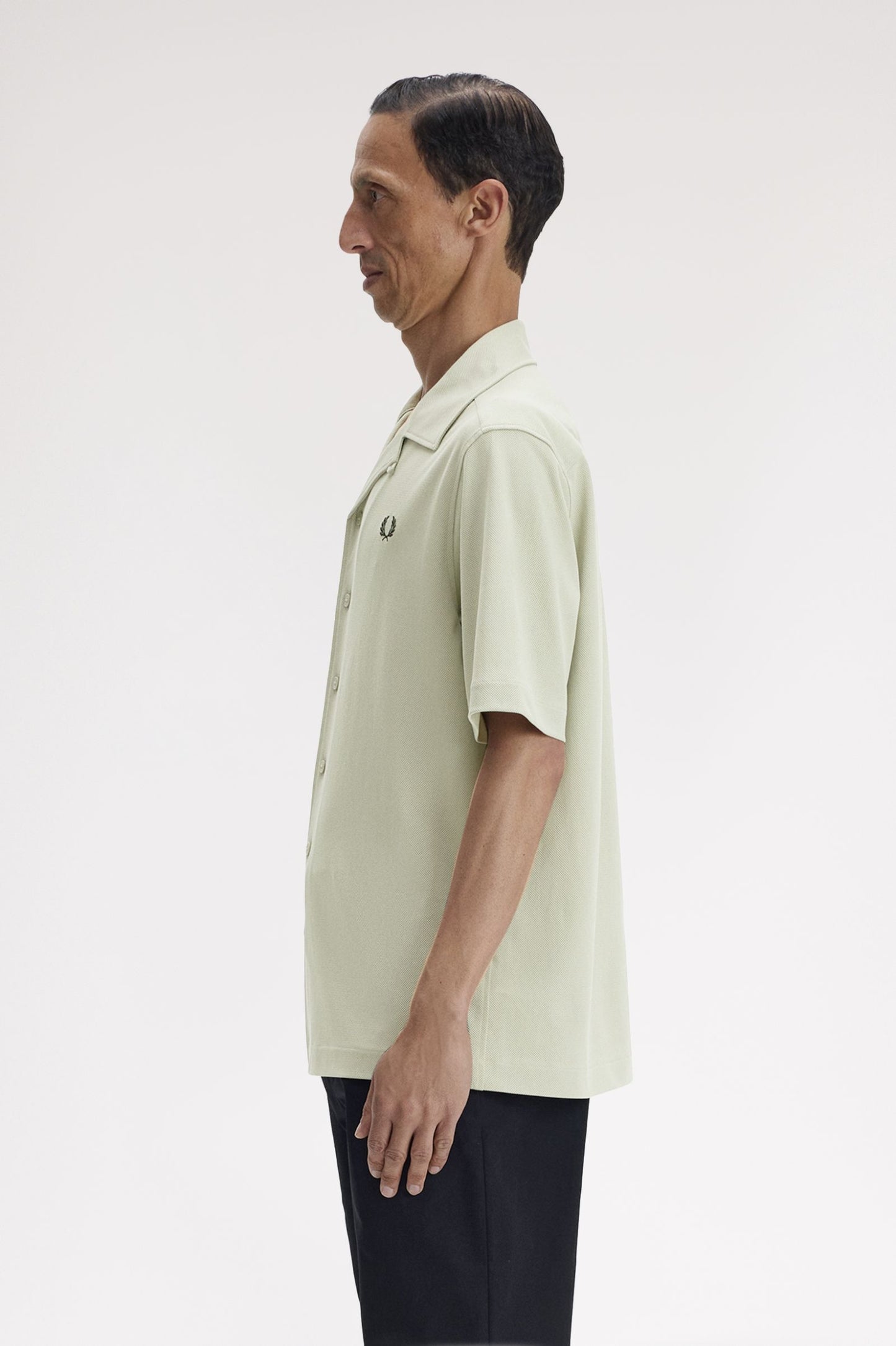Fred Perry Compress Mesh Revere Collar Shirt Seagrass