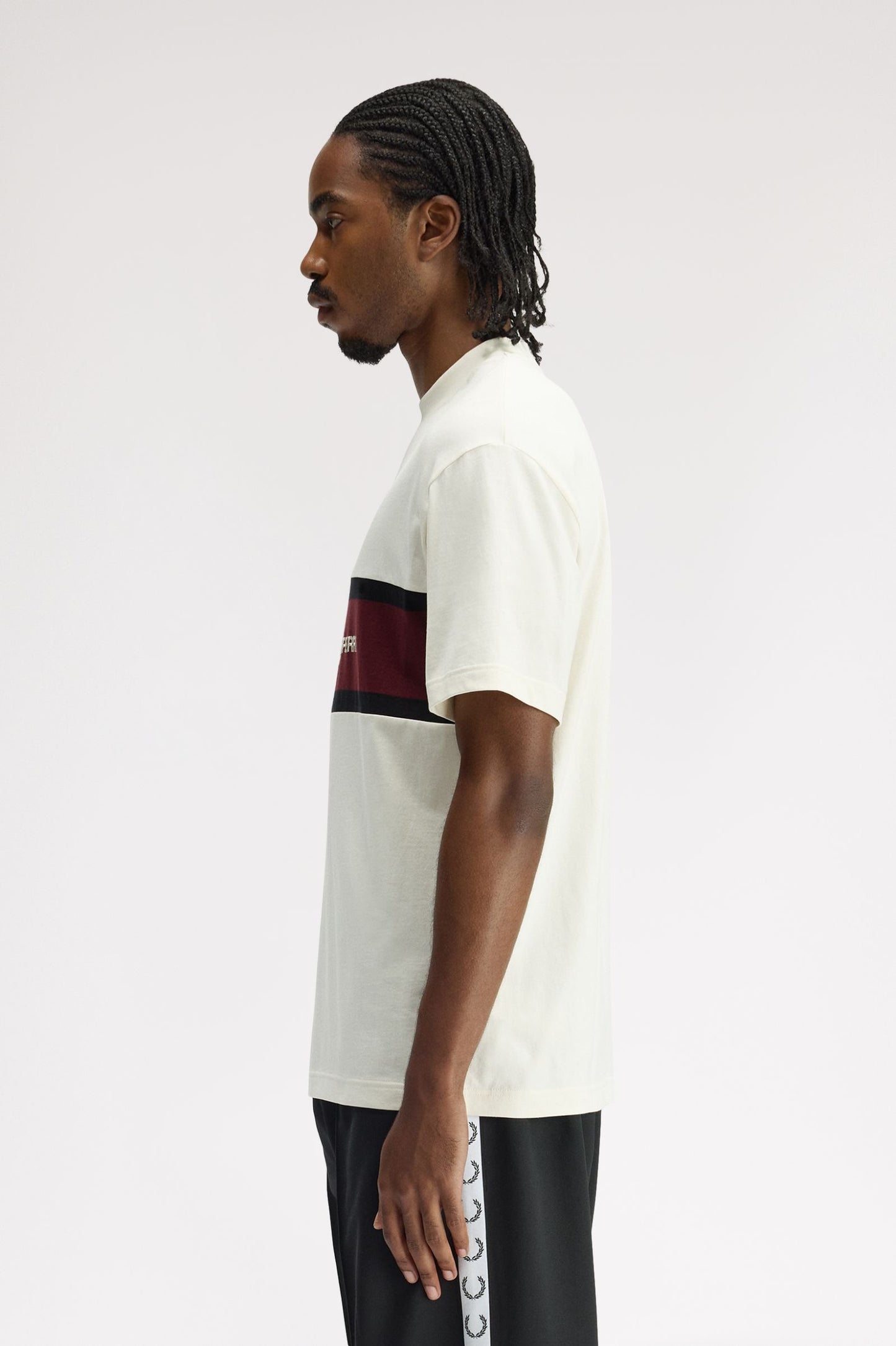 Fred Perry Embroidered Panel T-Shirt Ecru