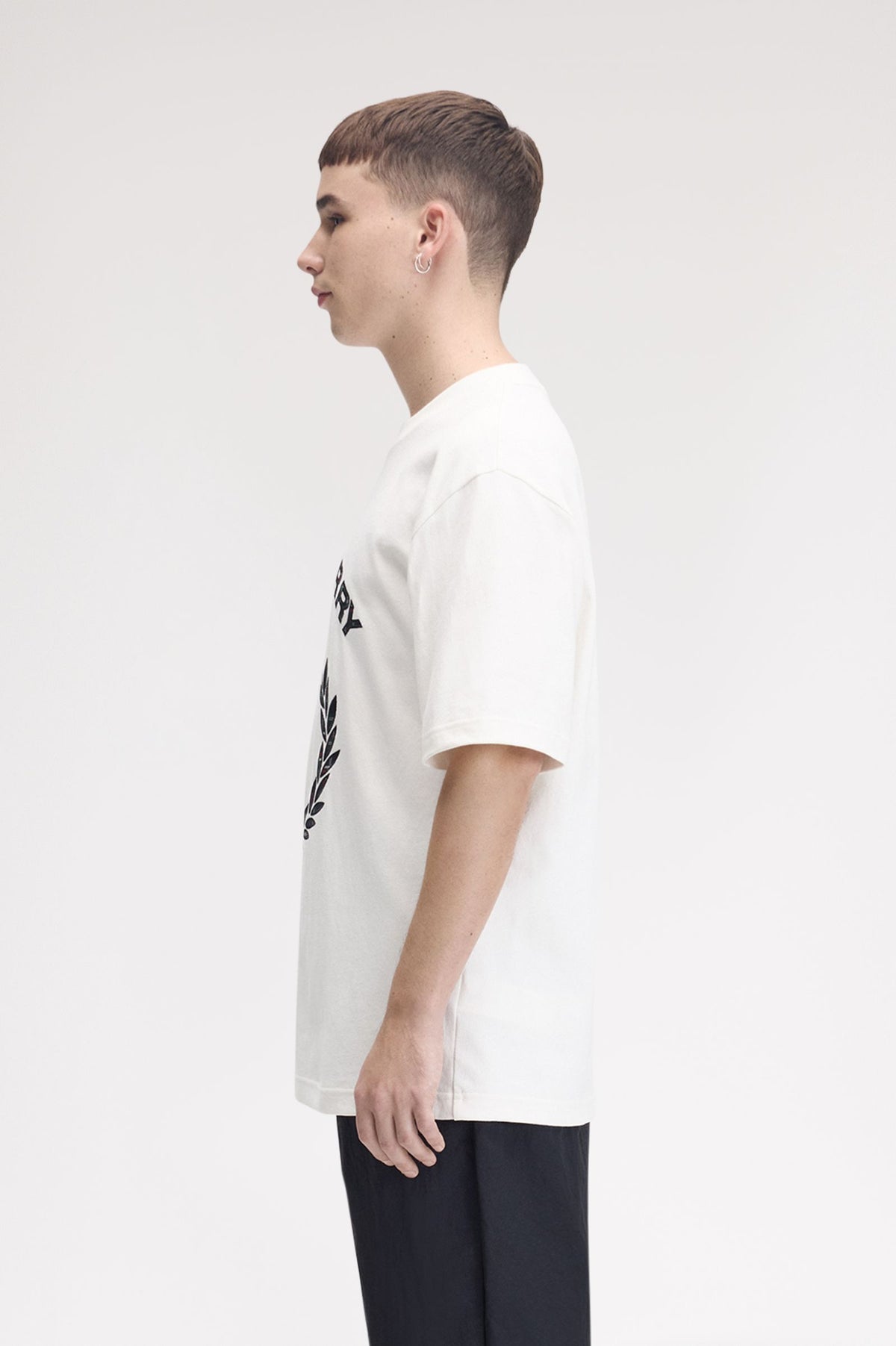 Fred Perry Tartan Appliqué T-Shirt Snow White