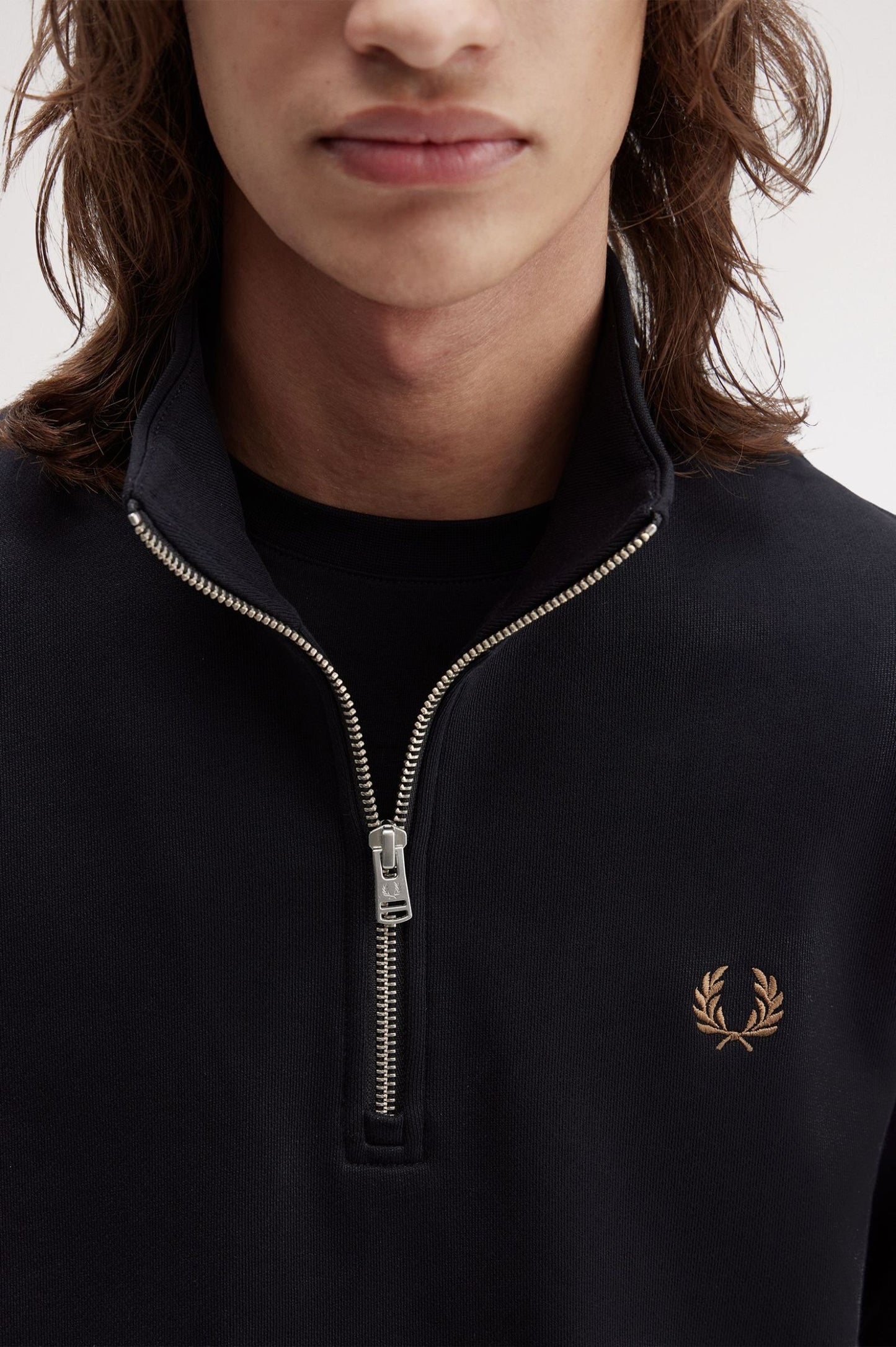 Fred Perry Half Zip Sweatshirt Black / Shadestone