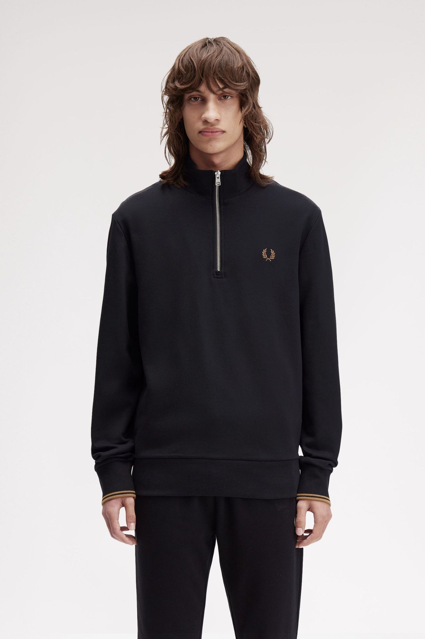 Fred Perry Half Zip Sweatshirt Black / Shadestone
