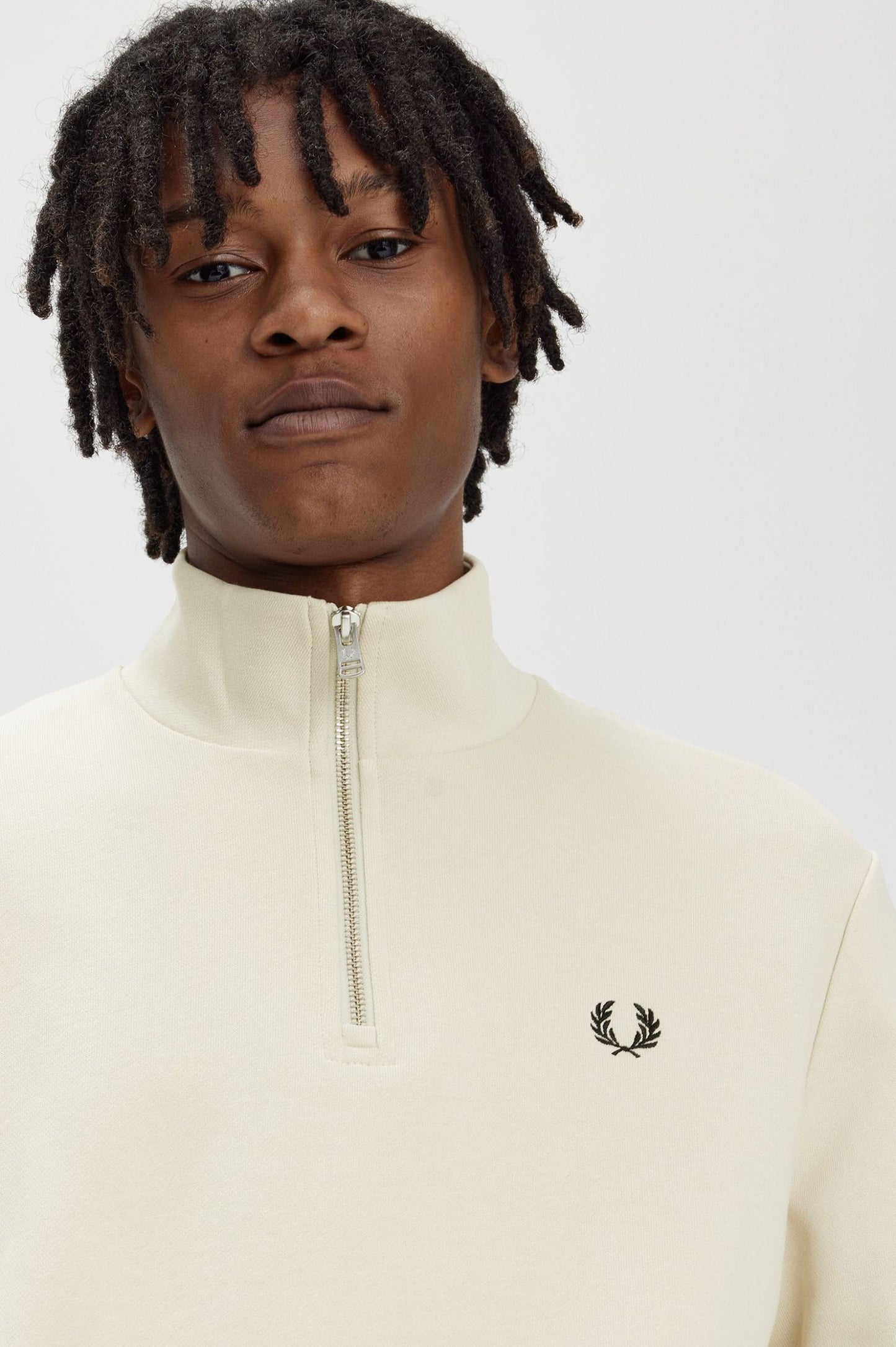 Fred Perry Half Zip Sweatshirt Oatmeal / Black
