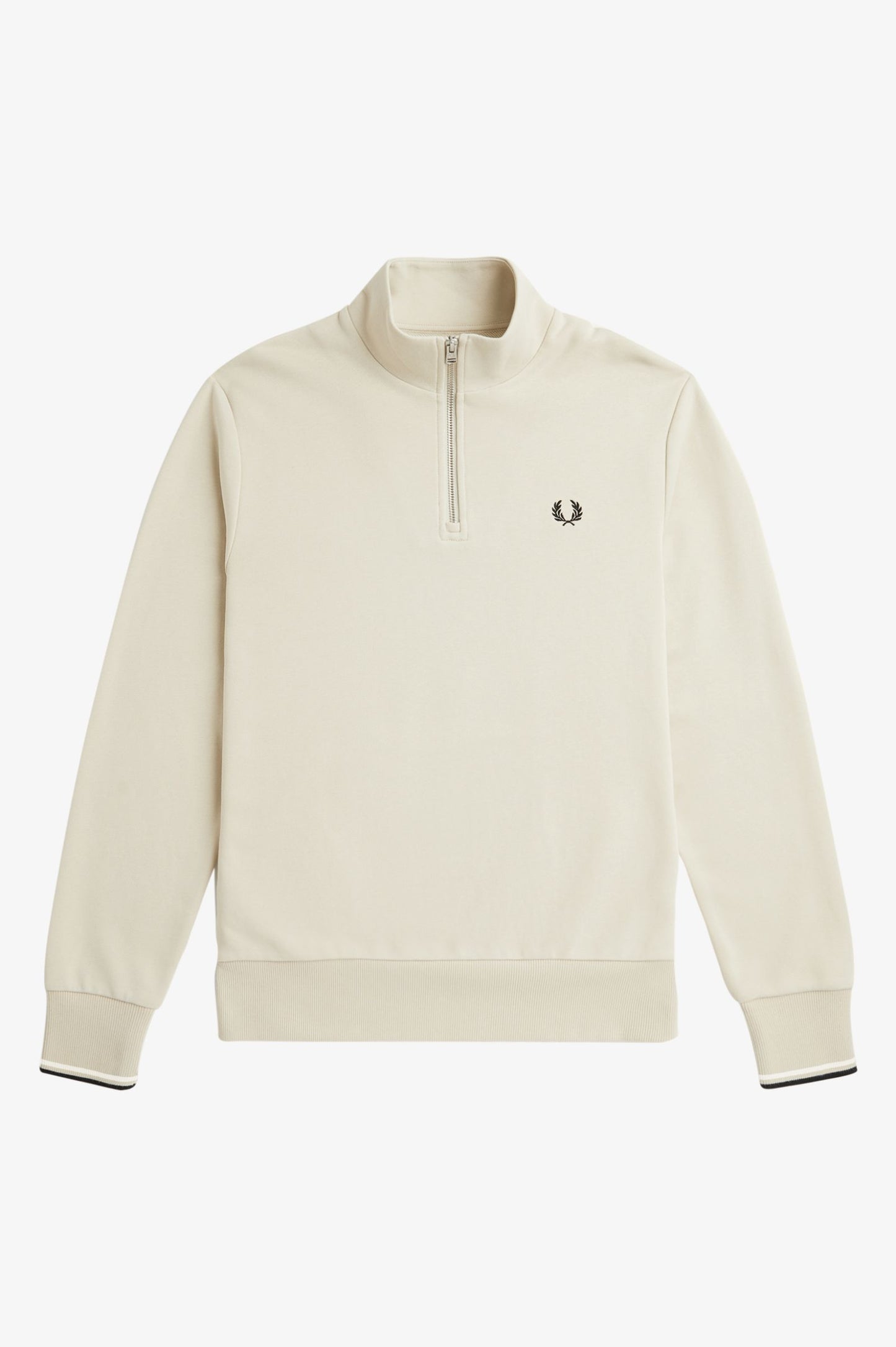 Fred Perry Half Zip Sweatshirt Oatmeal / Black