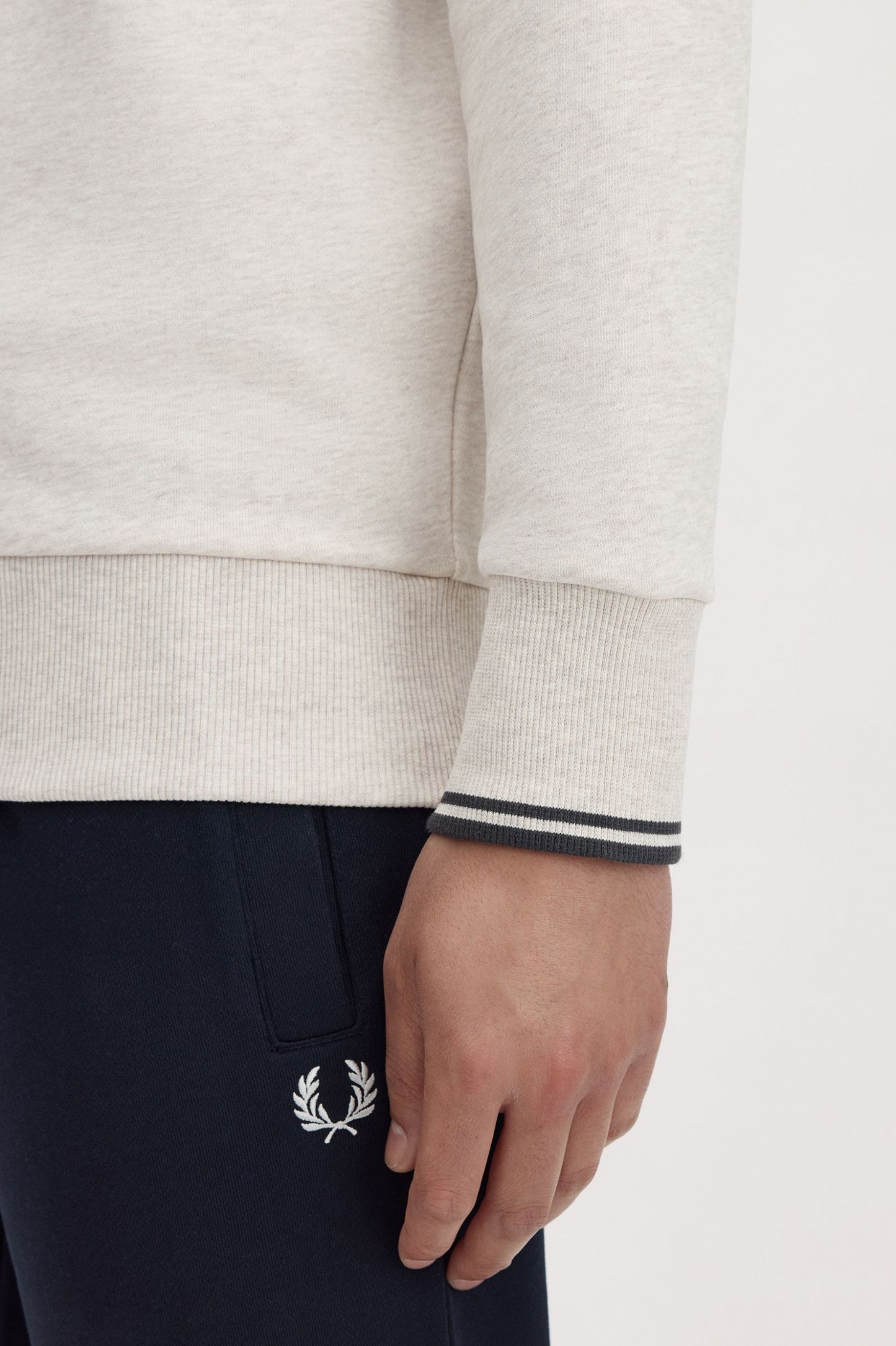 Fred Perry Half Zip Sweatshirt Porridge Marl / Anchor Grey