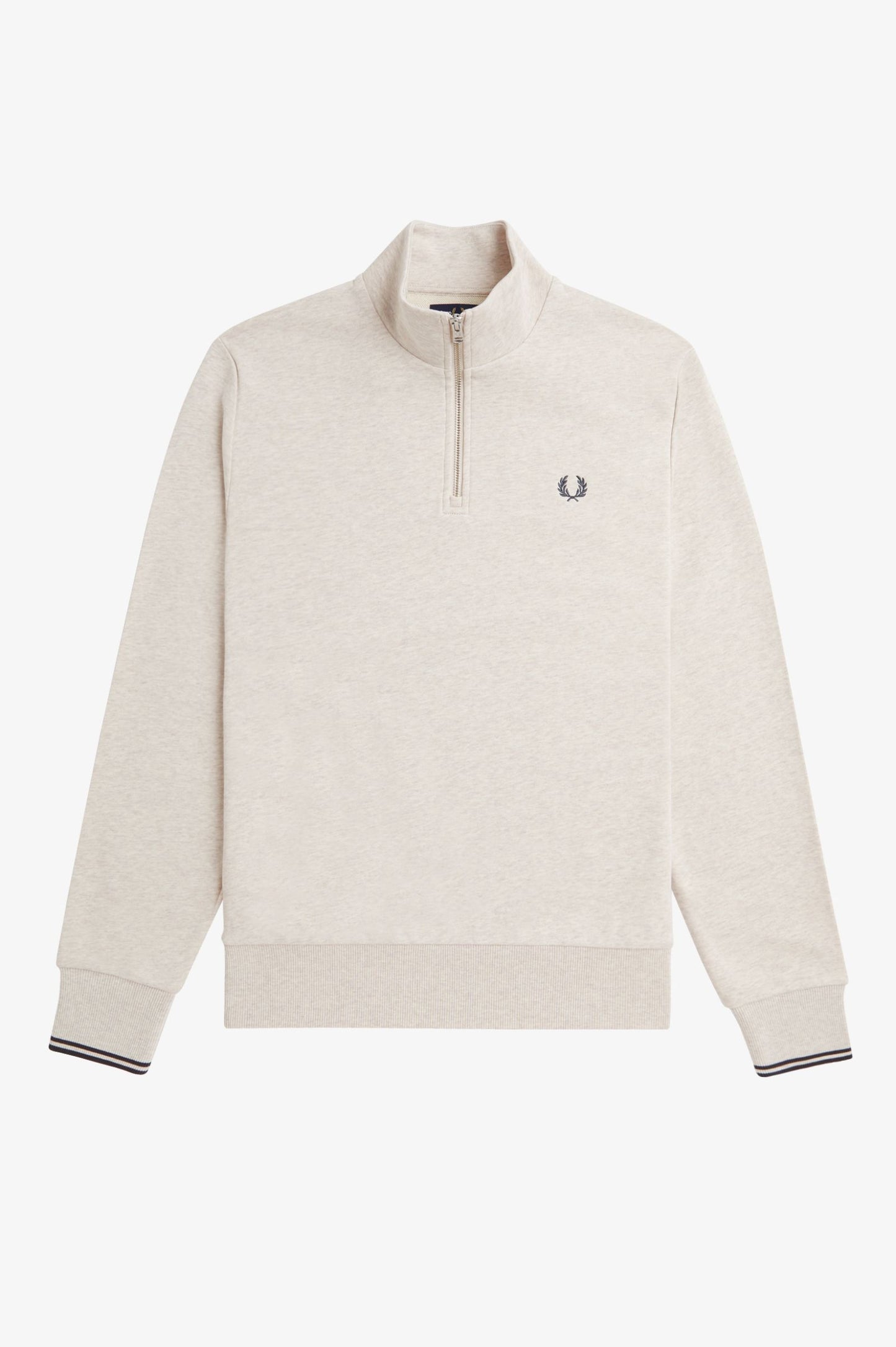 Fred Perry Half Zip Sweatshirt Porridge Marl / Anchor Grey