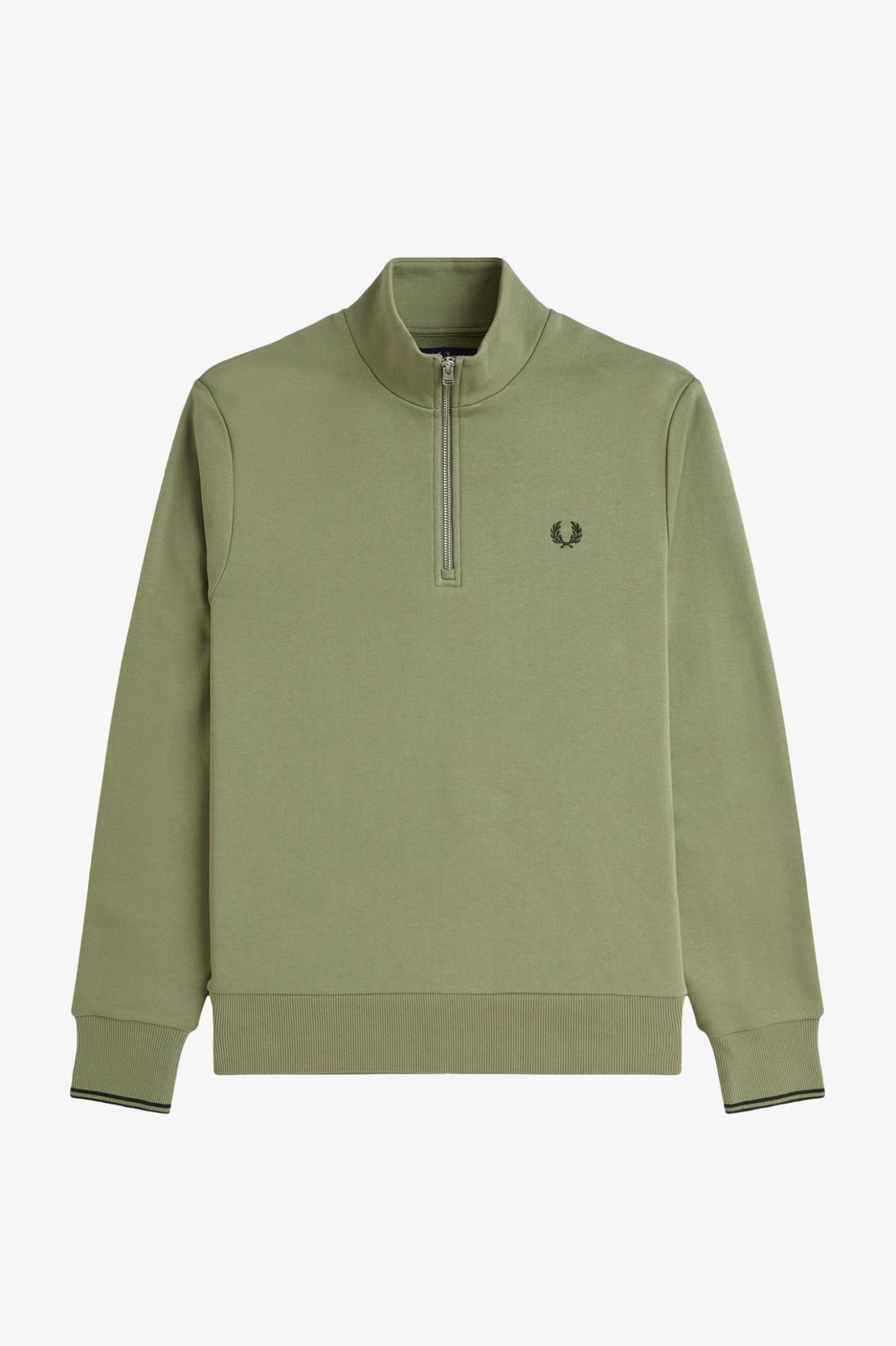 Fred Perry Half Zip Sweatshirt Olive Mint