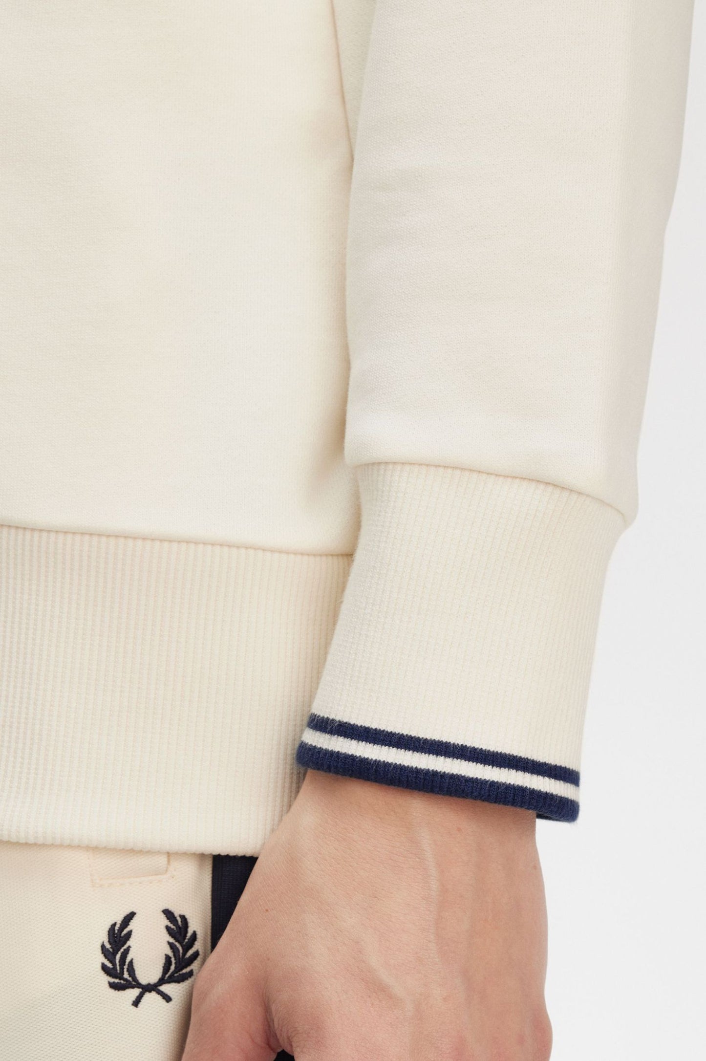 Fred Perry Half Zip Sweatshirt Ecru / Tennisblue