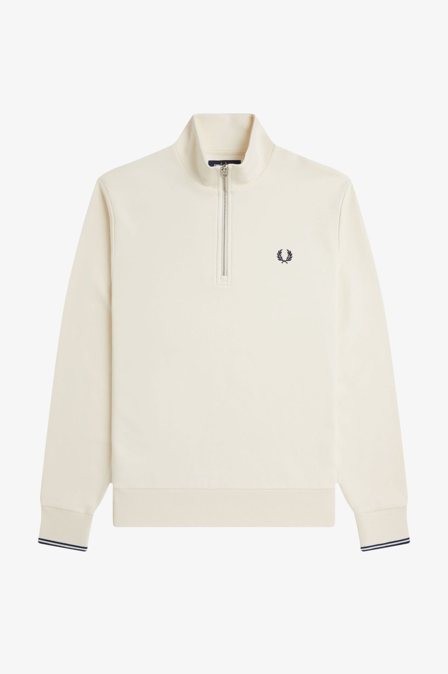 Fred Perry Half Zip Sweatshirt Ecru / Tennisblue