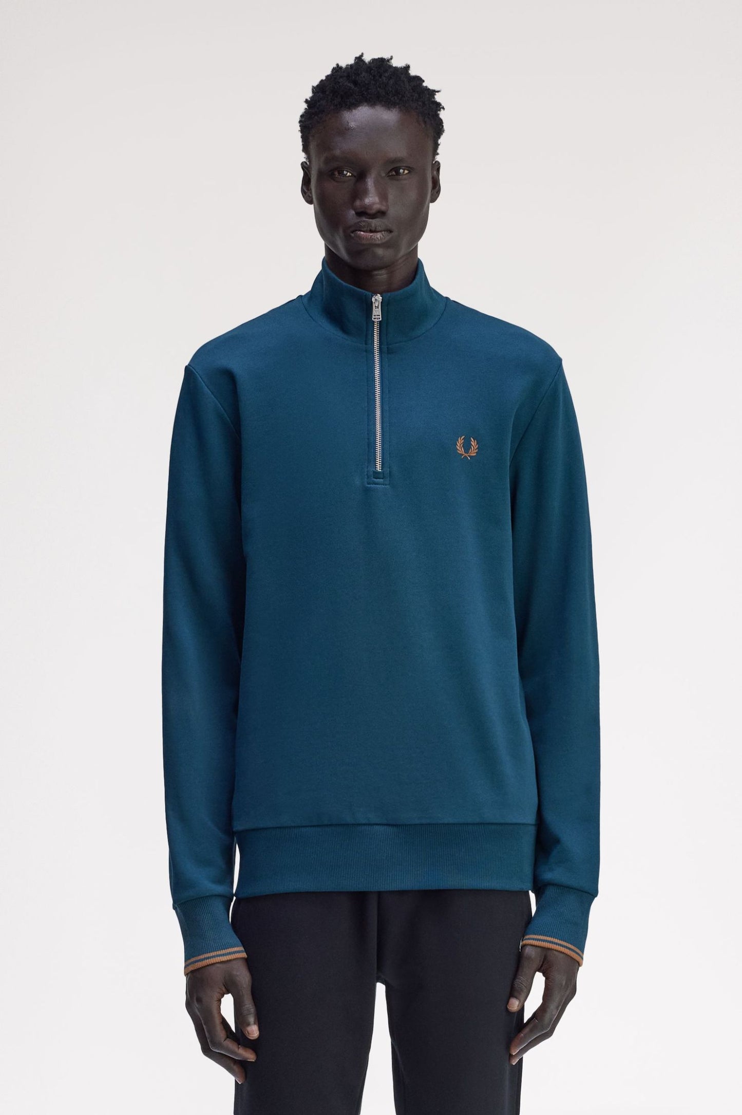 Fred Perry Half Zip Sweatshirt Dark Petrol / Shadestone
