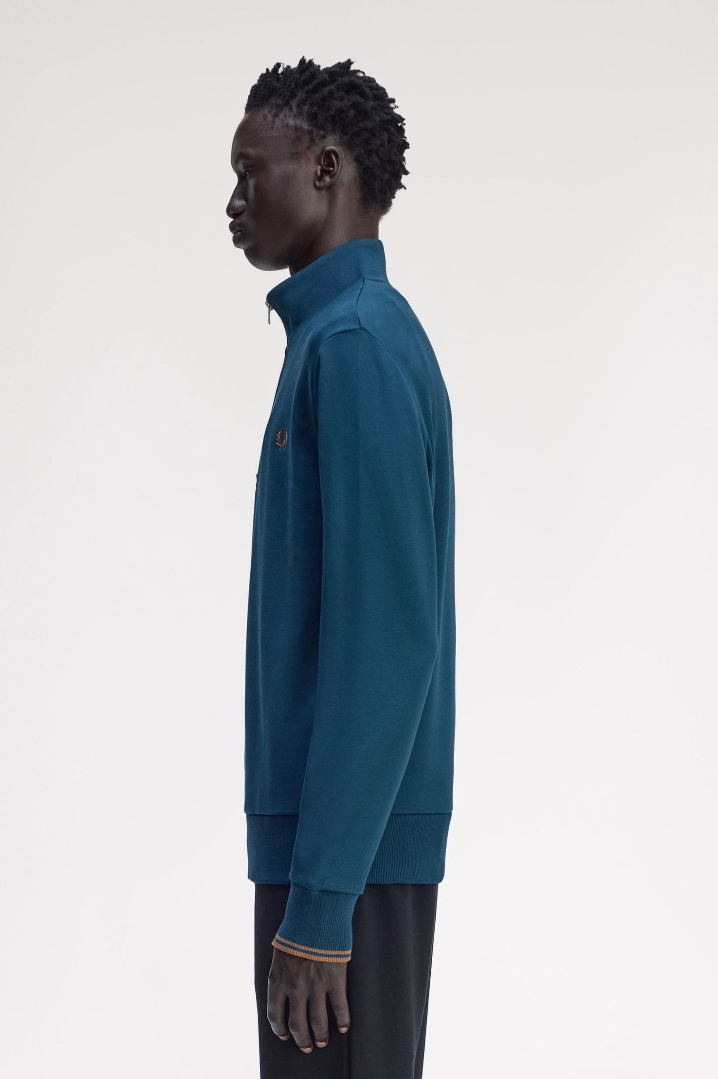 Fred Perry Half Zip Sweatshirt Dark Petrol / Shadestone