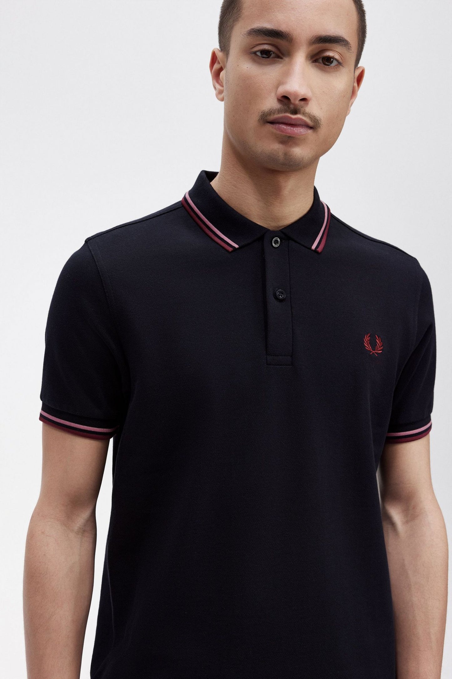 Fred Perry Polo M3600 Navy / Dusty Rose Pink / Oxblood