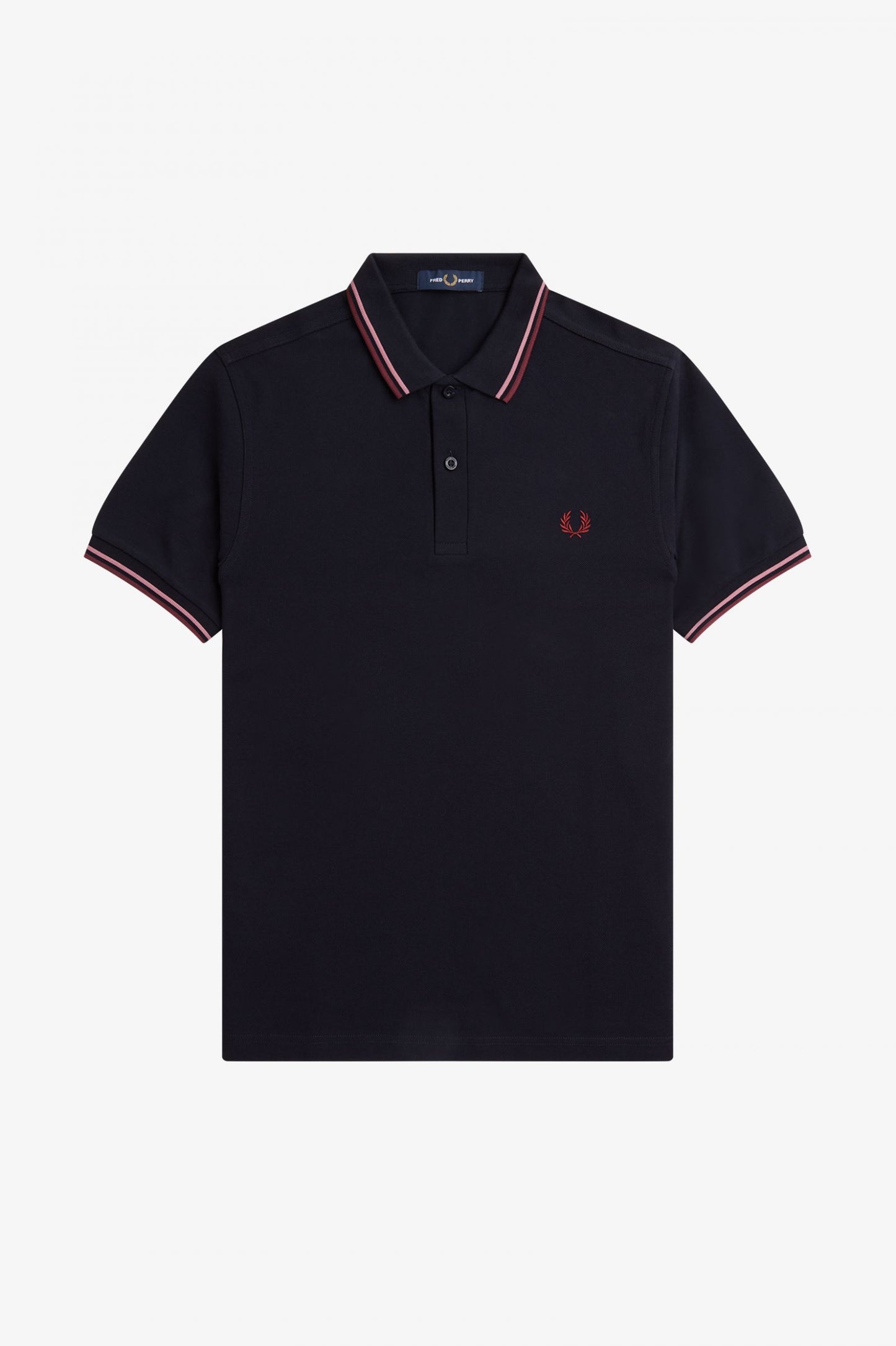 Fred Perry Polo M3600 Navy / Dusty Rose Pink / Oxblood