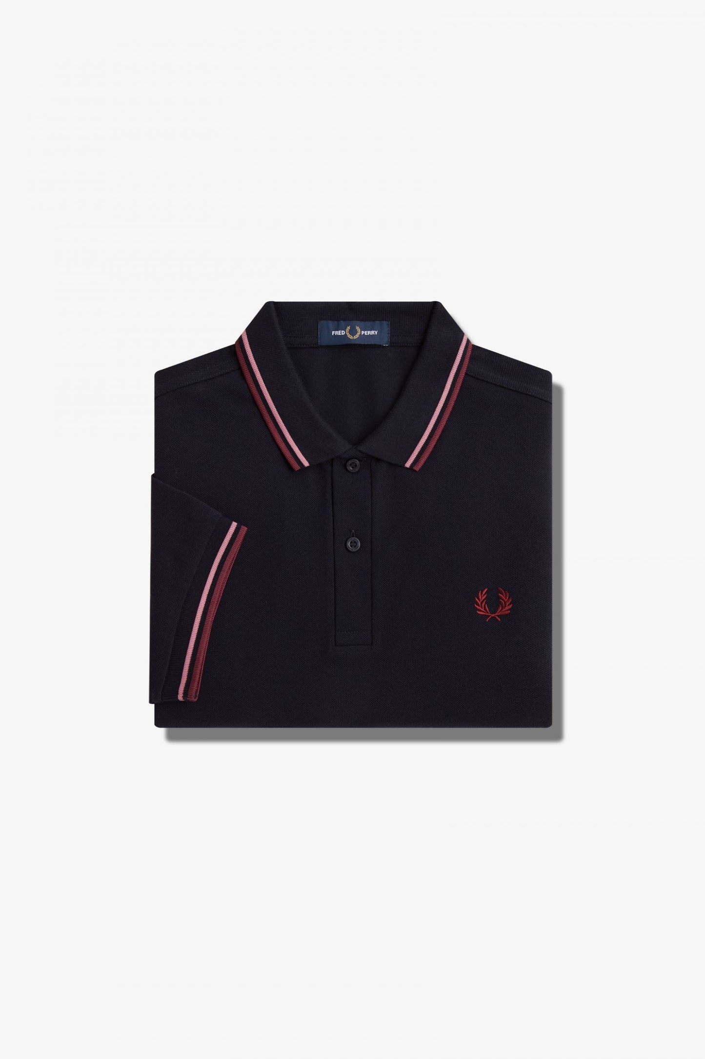 Fred Perry Polo M3600 Navy / Dusty Rose Pink / Oxblood