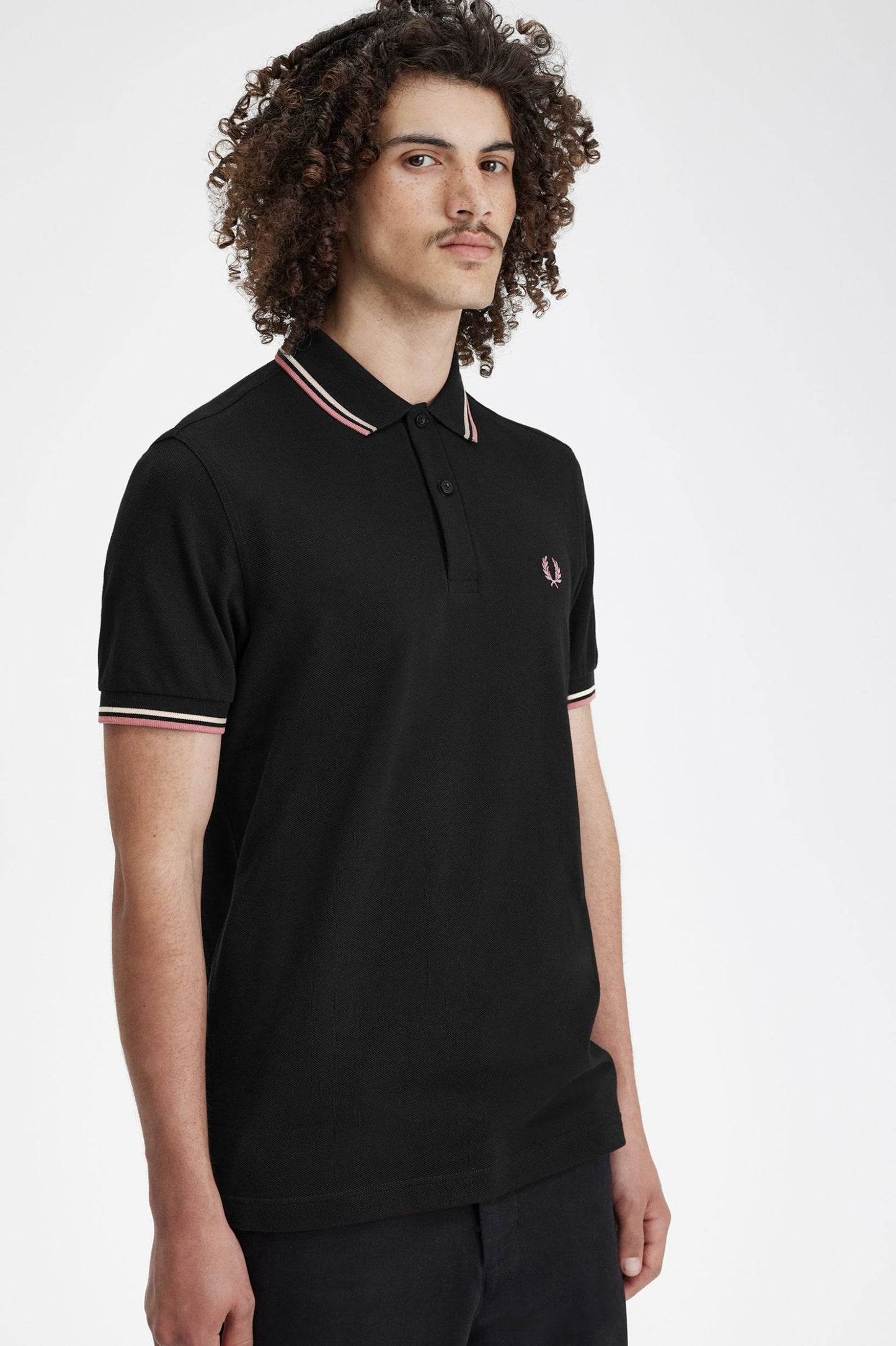 Fred Perry Polo M3600 Black / Ecru / Dustrose