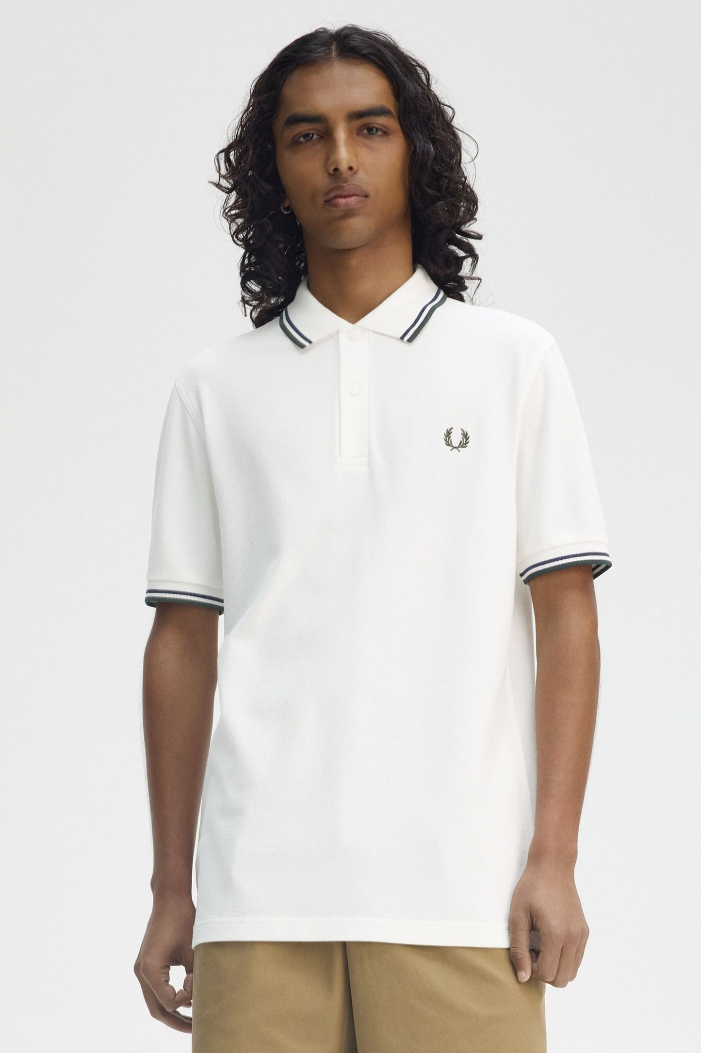 Fred Perry Polo M3600 Snow White / Tennis Blue / Court Green