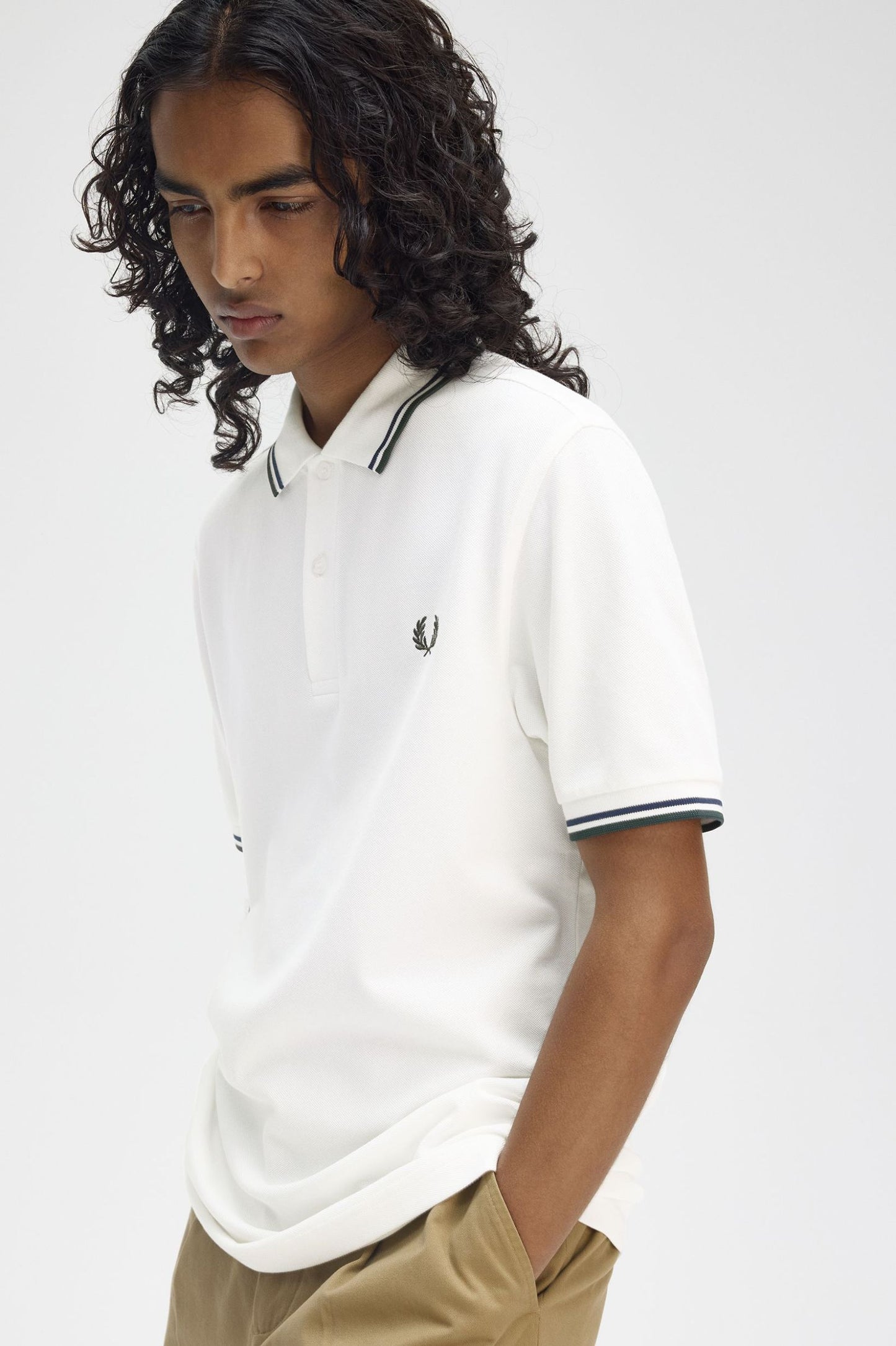 Fred Perry Polo M3600 Snow White / Tennis Blue / Court Green