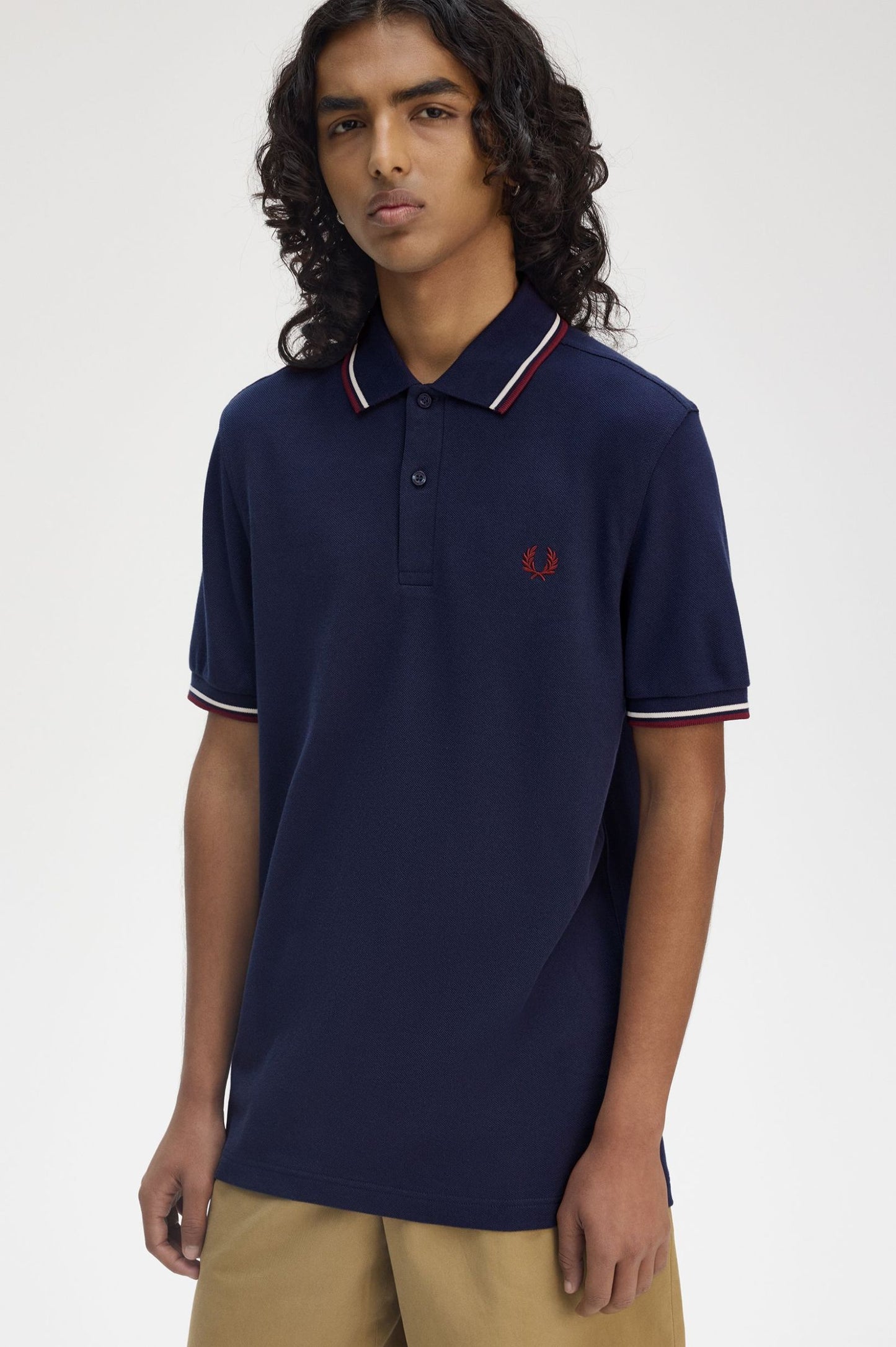 Fred Perry Polo M3600 Tennis Blue / Ecru / Oxblood