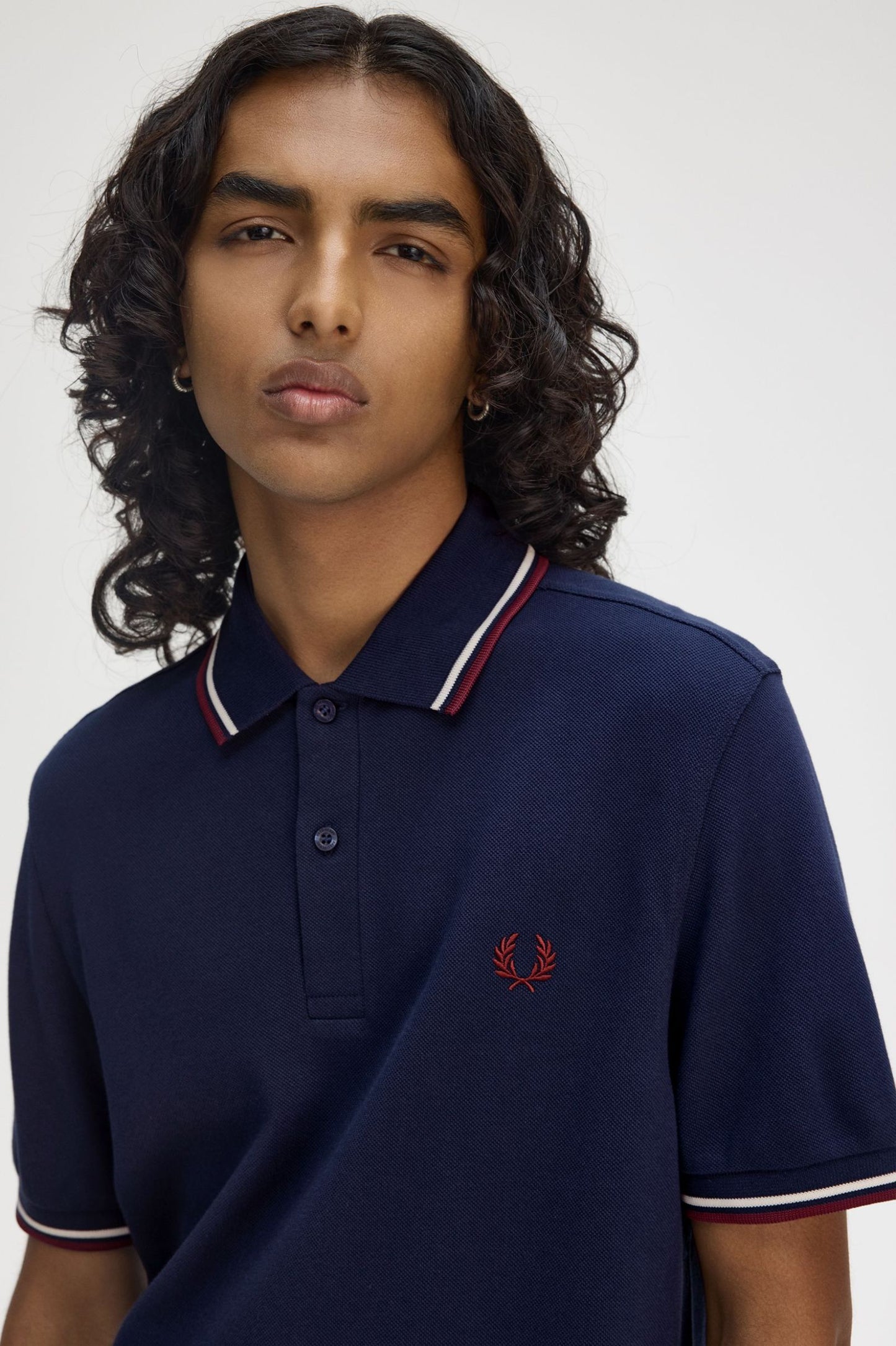 Fred Perry Polo M3600 Tennis Blue / Ecru / Oxblood