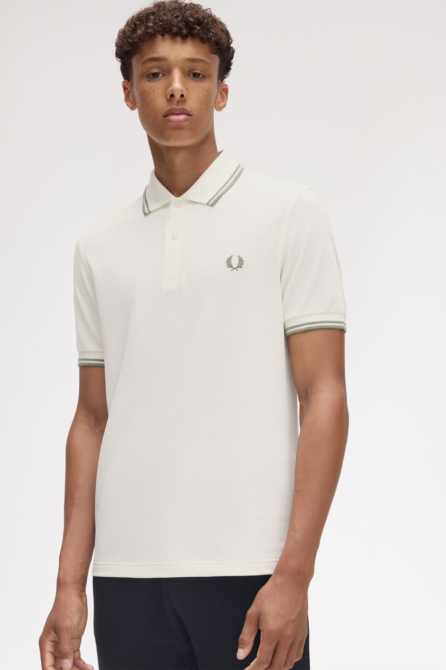 Fred Perry Polo M3600 Light Ecru / Olive Mint / Olive Mint