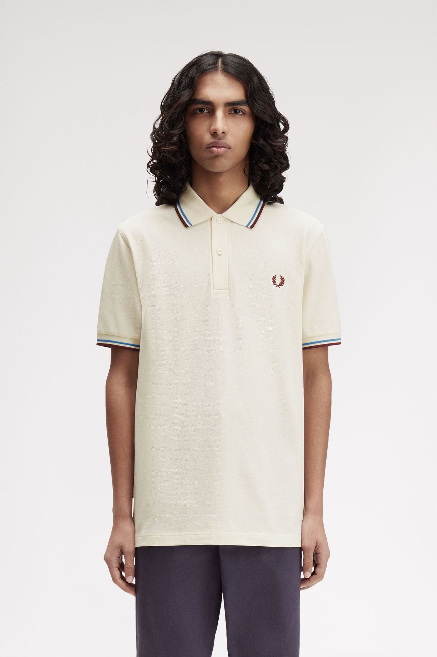 Fred Perry Polo M3600 Ecru / Courtblue / Oxblood