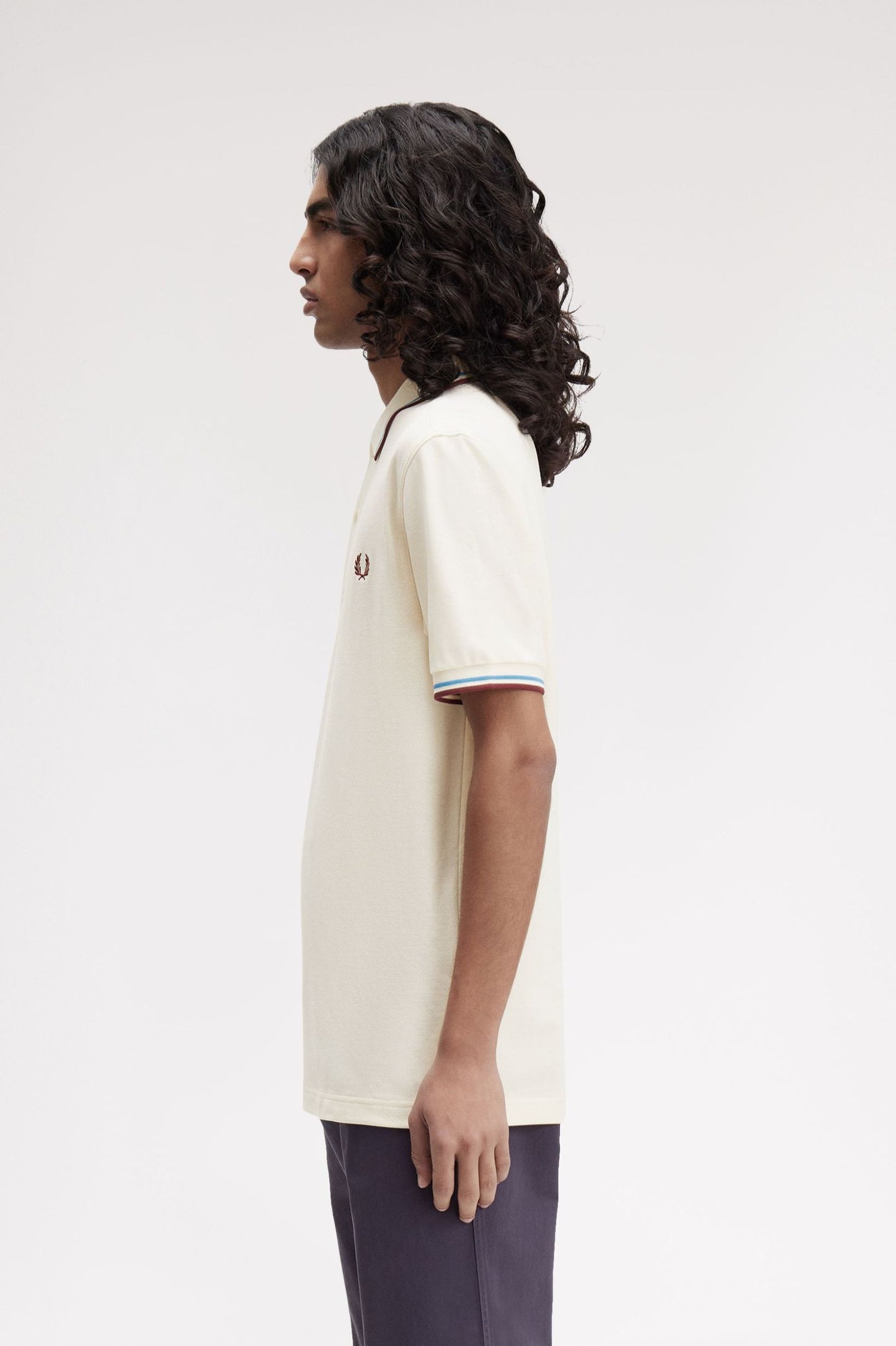 Fred Perry Polo M3600 Ecru / Courtblue / Oxblood