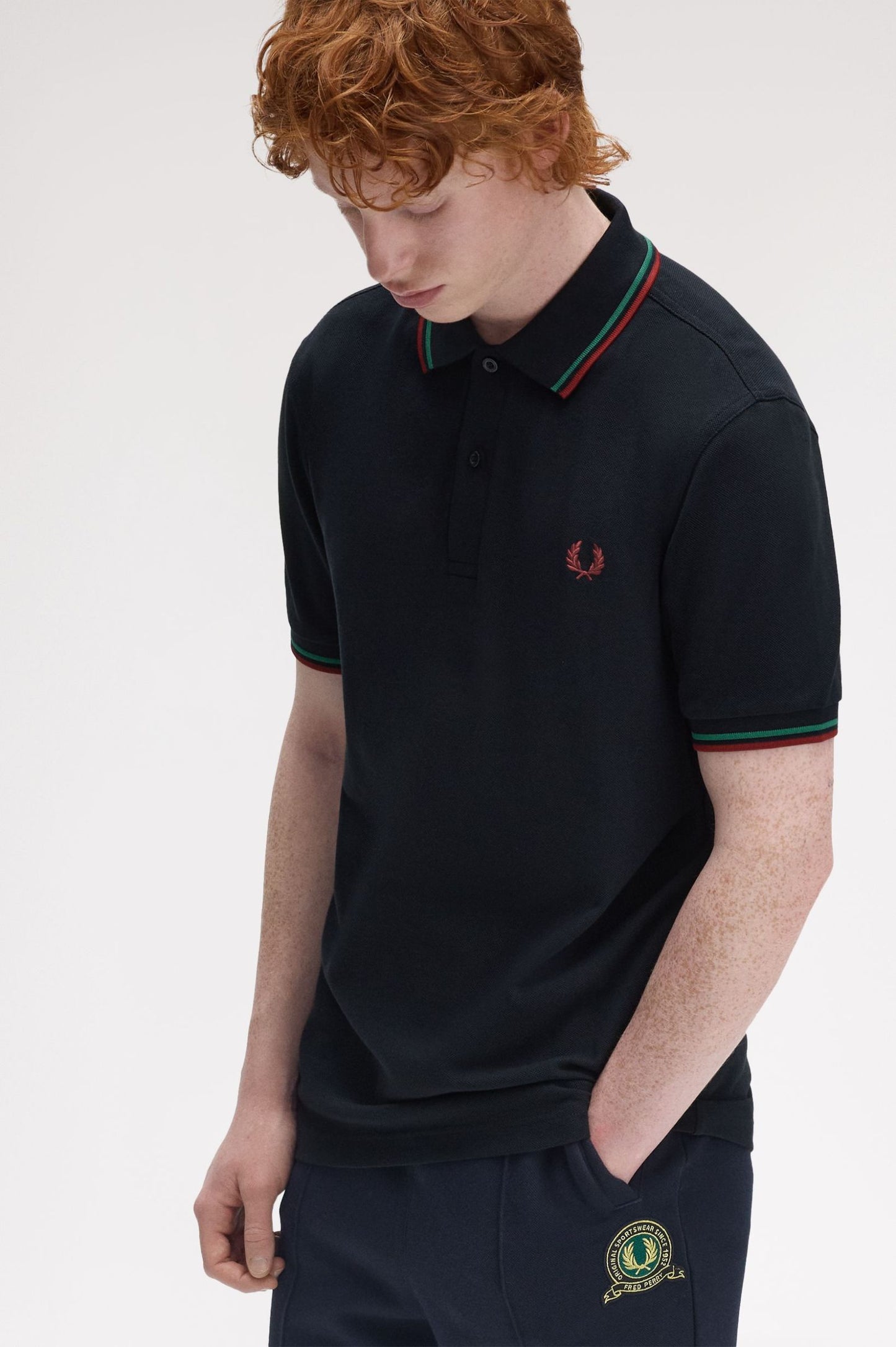 Fred Perry Polo M3600 Navy / Sportgreen / Burned Red