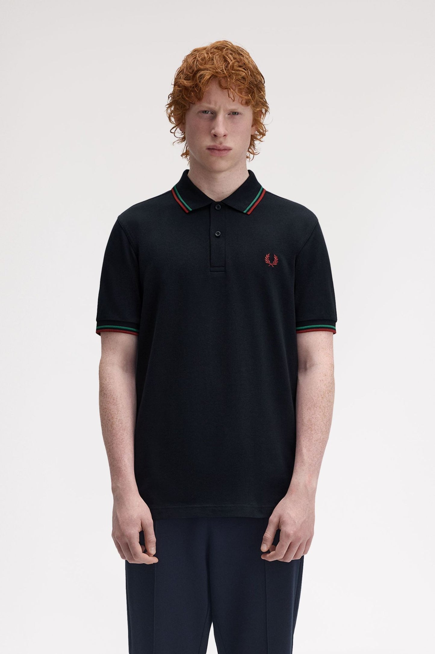 Fred Perry Polo M3600 Navy / Sportgreen / Burned Red