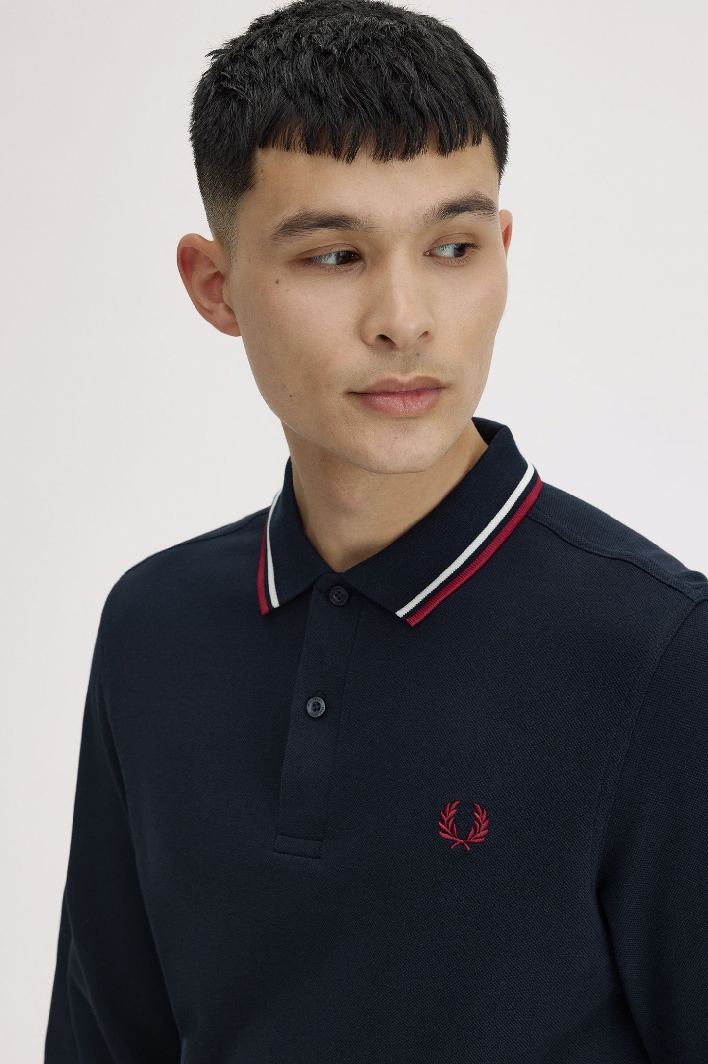 Fred Perry The Fred Perry Shirt Polo Longsleeve M3636 Navy / Snow White / Burnt Red
