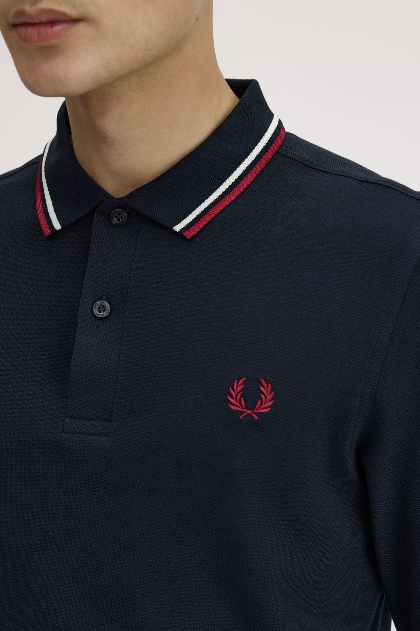 Fred Perry The Fred Perry Shirt Polo Longsleeve M3636 Navy / Snow White / Burnt Red
