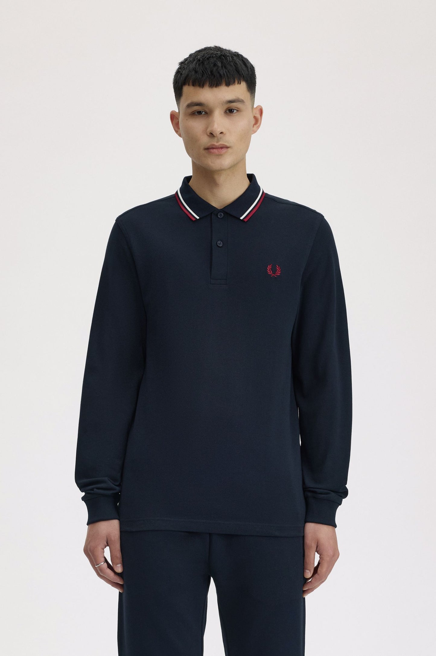 Fred Perry The Fred Perry Shirt Polo Longsleeve M3636 Navy / Snow White / Burnt Red