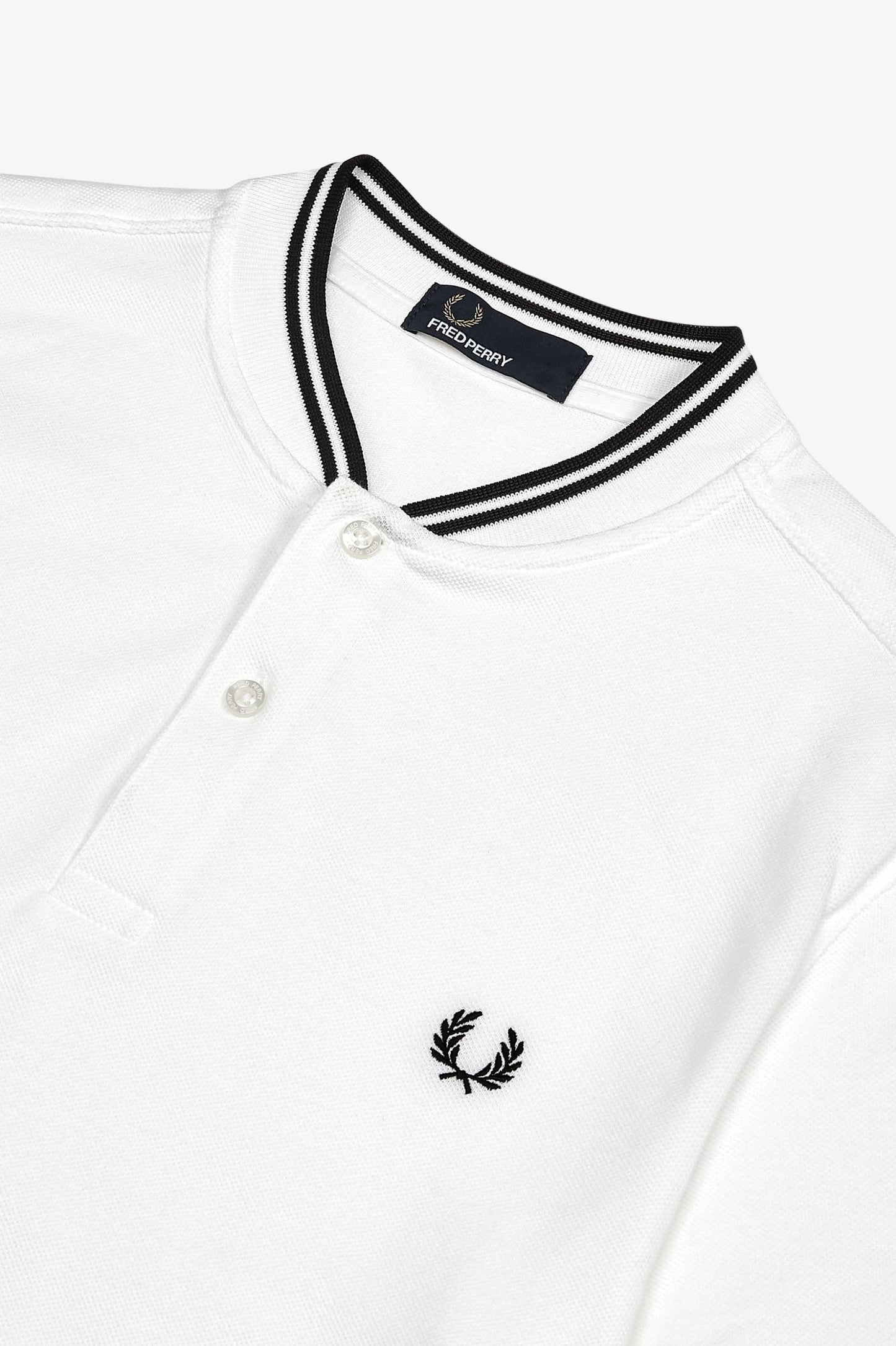 Fred Perry Bomber Collar Polo Shirt White