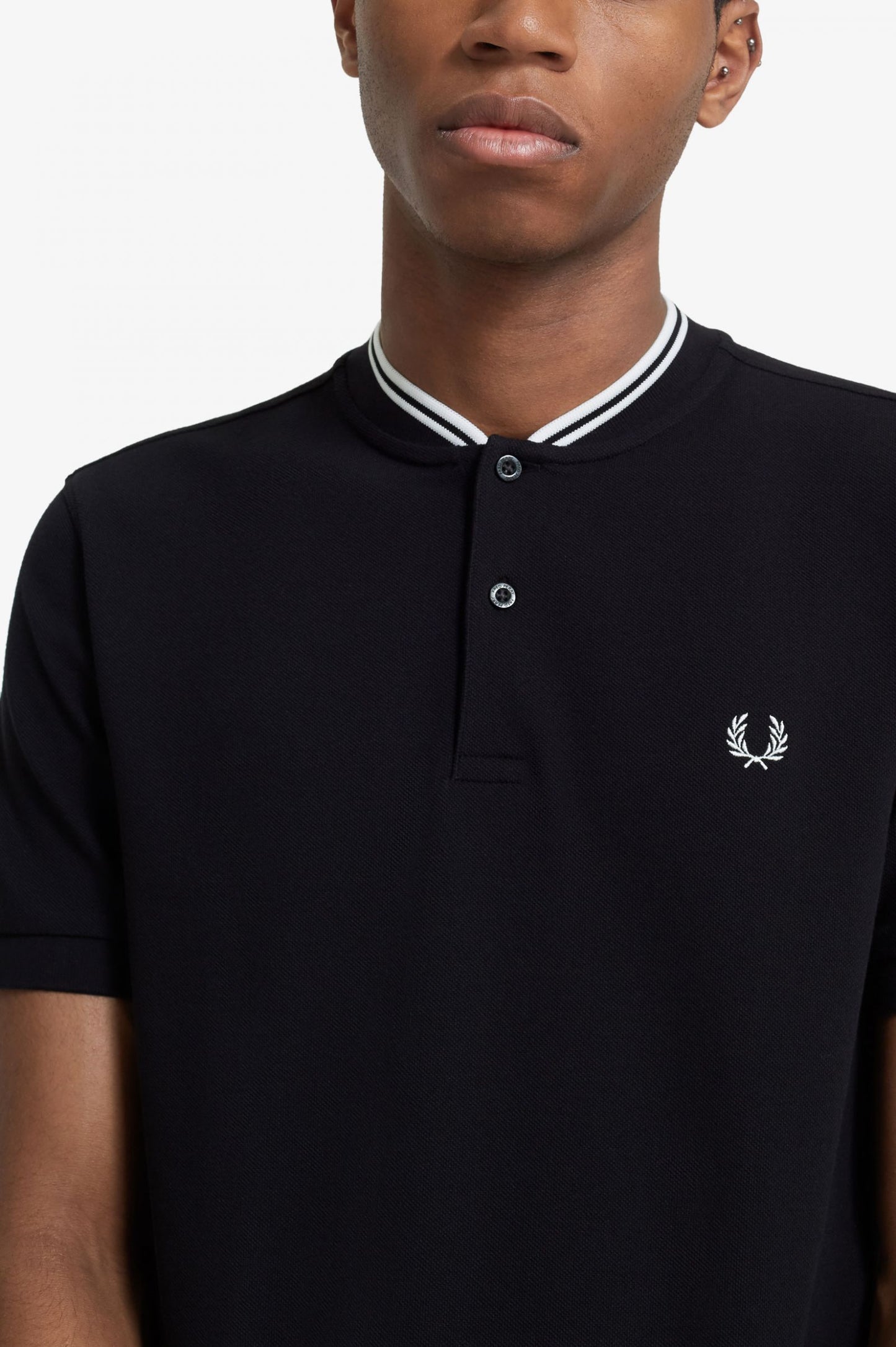 Fred Perry Bomber Collar Polo Shirt Black
