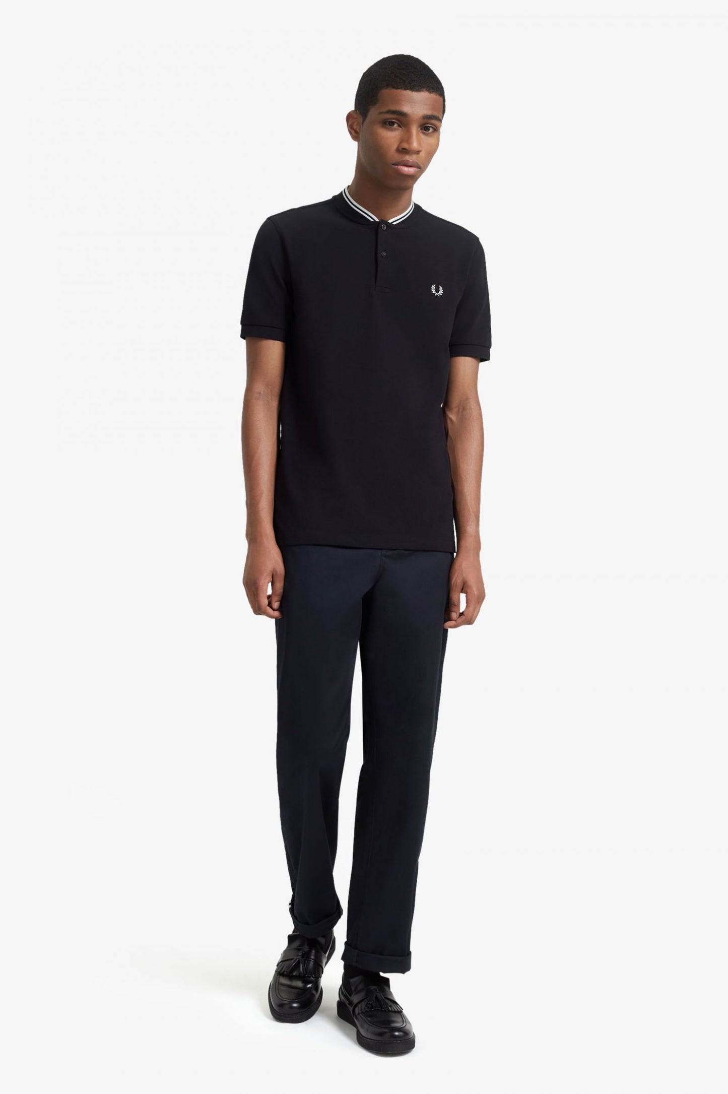 Fred Perry Bomber Collar Polo Shirt Black