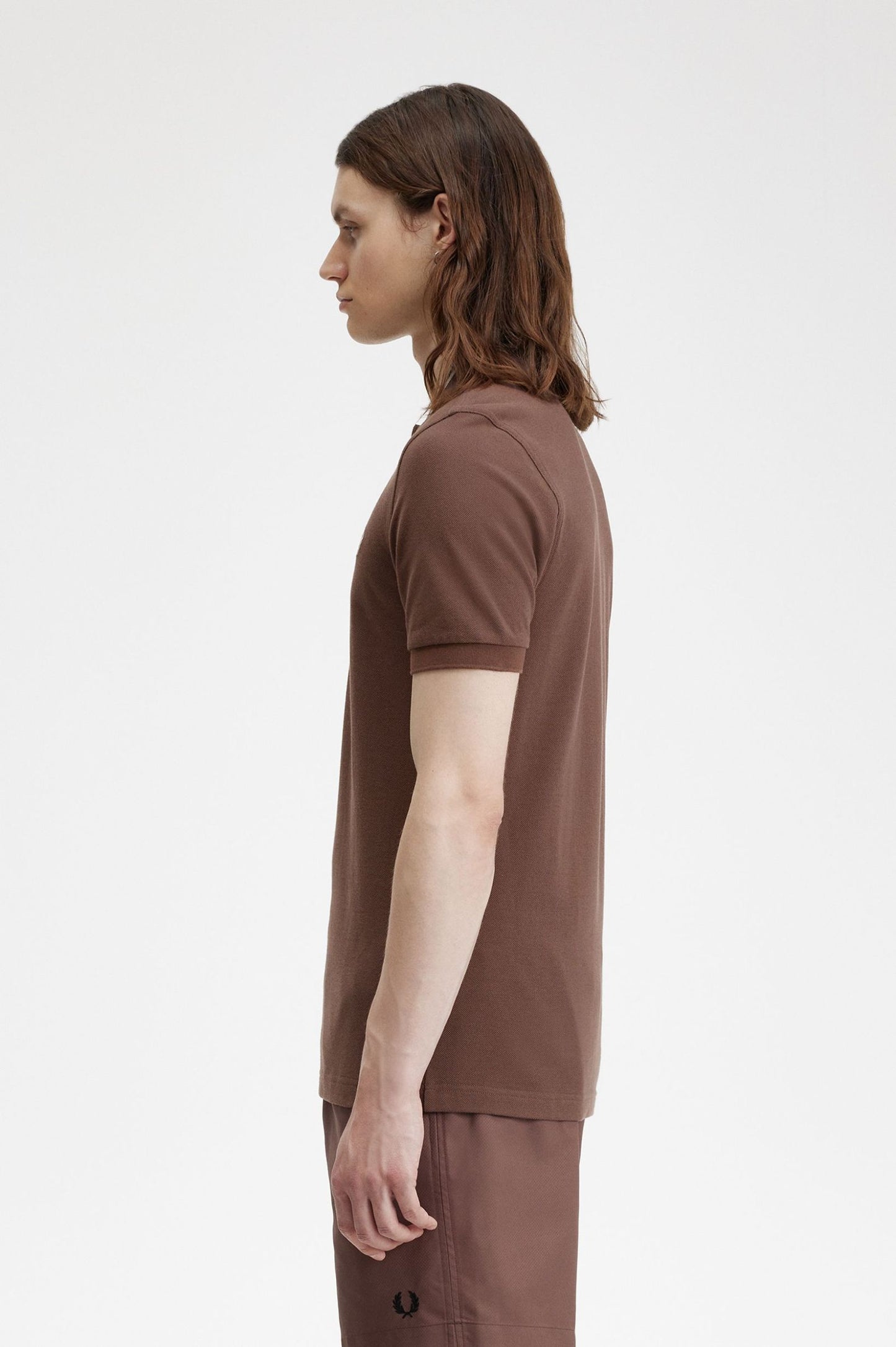 Fred Perry Bomber Collar Polo Shirt Brick / Warm Grey