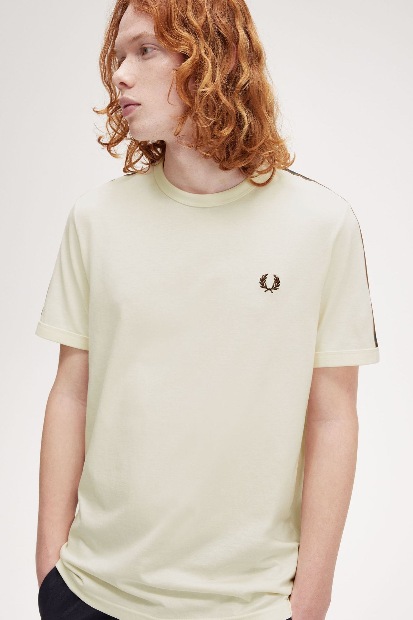 Fred Perry Contrast Tape Ringer T-Shirt Ecru