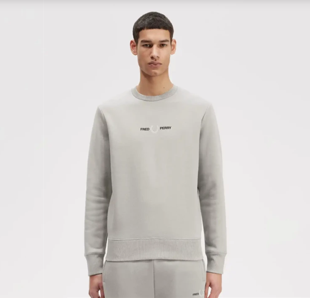 Fred Perry Embroidered Sweatshirt Limestone
