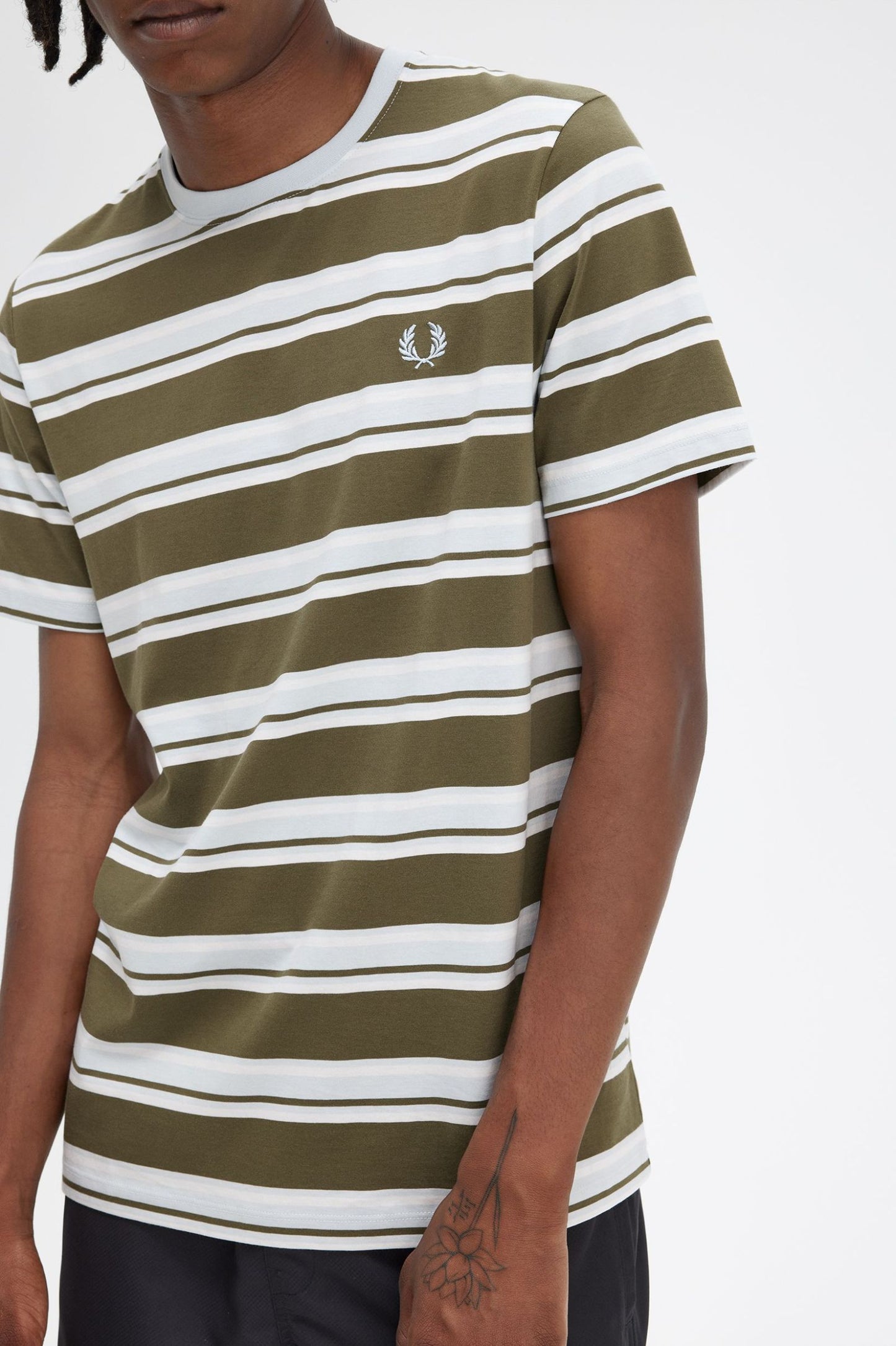 Fred Perry Stripe T-Shirt Uniform Grey / Snow White / Light Ice