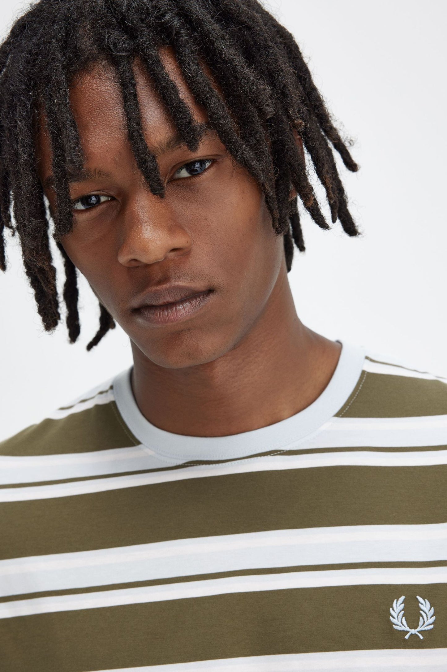 Fred Perry Stripe T-Shirt Uniform Grey / Snow White / Light Ice