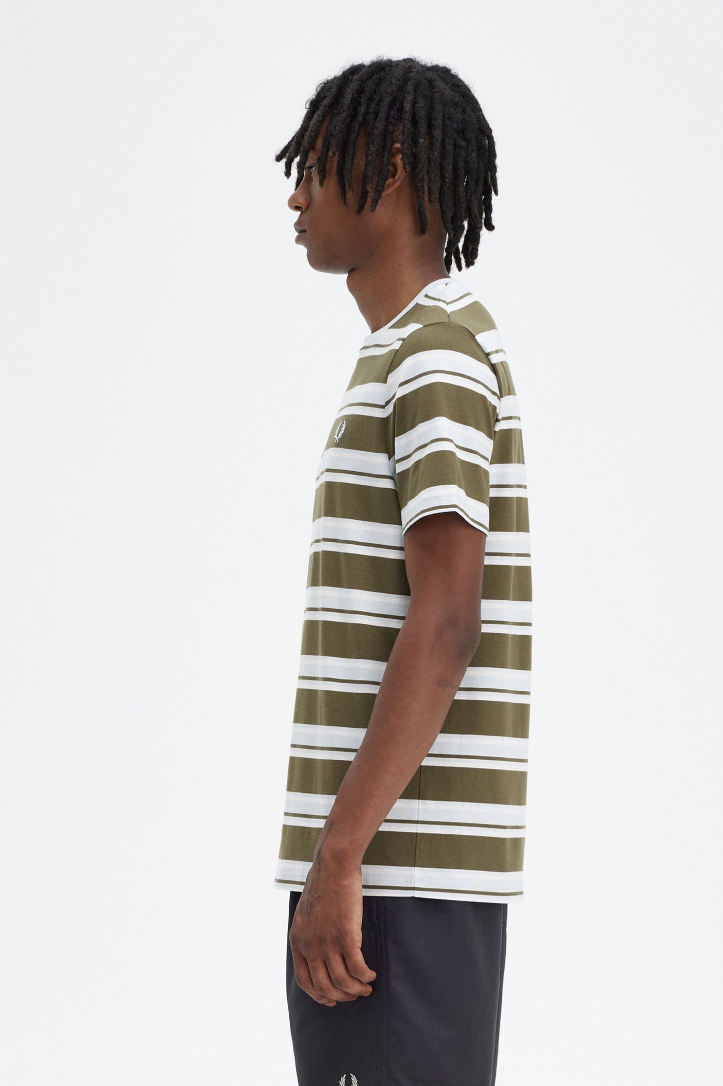 Fred Perry Stripe T-Shirt Uniform Grey / Snow White / Light Ice