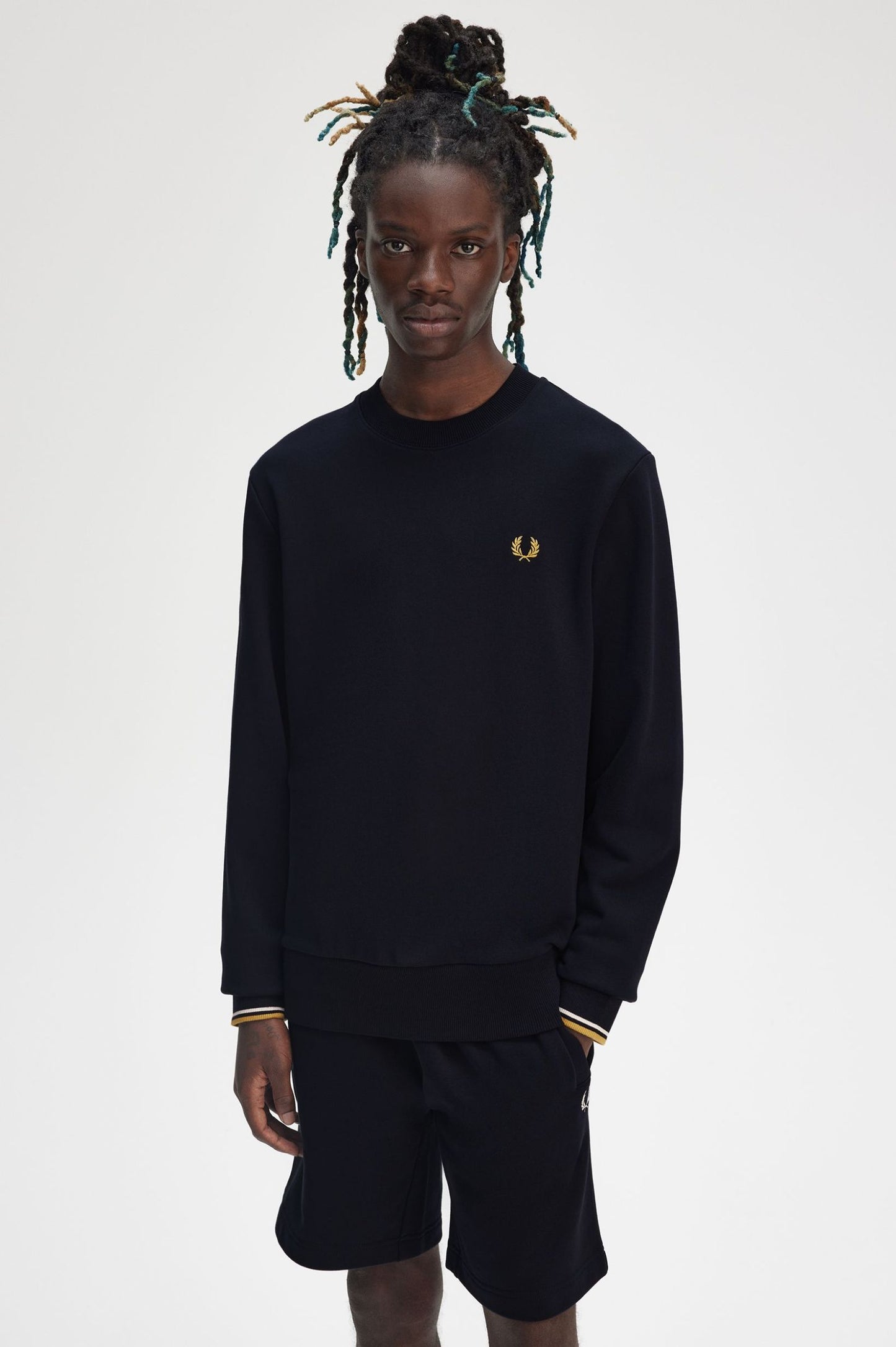 Fred Perry Crew Neck Sweatshirt Navy / Ecru / Honeycomb