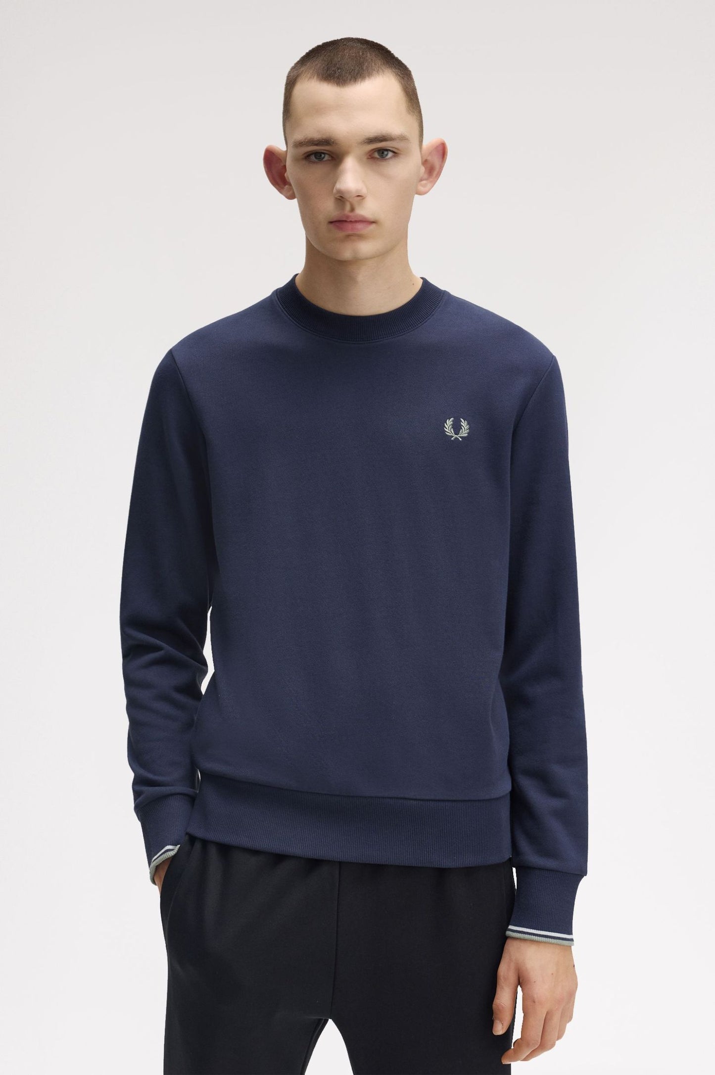Fred Perry Crew Neck Sweatshirt Dark Airforce / Light Ice / Bay Leaf