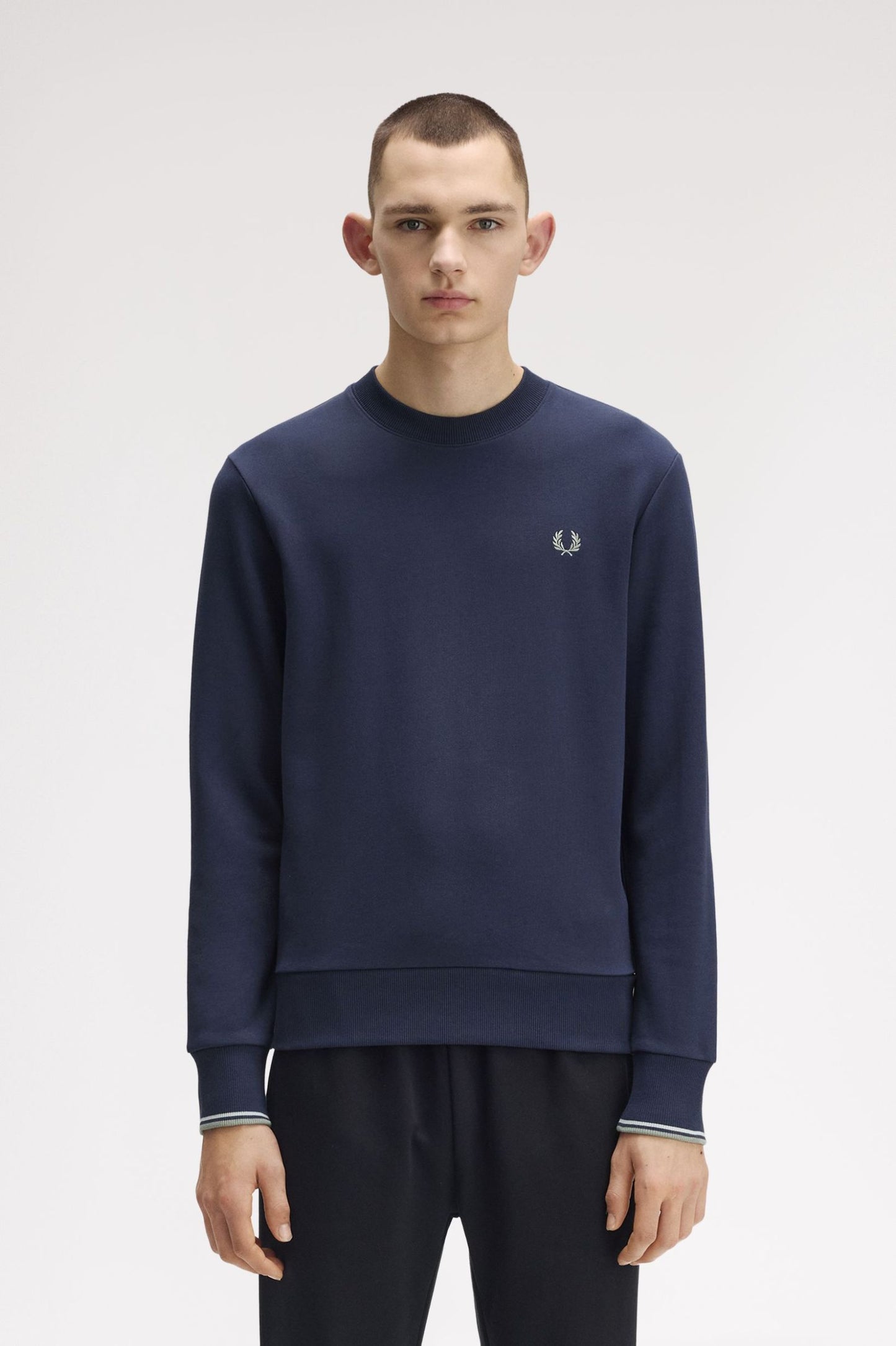 Fred Perry Crew Neck Sweatshirt Dark Airforce / Light Ice / Bay Leaf