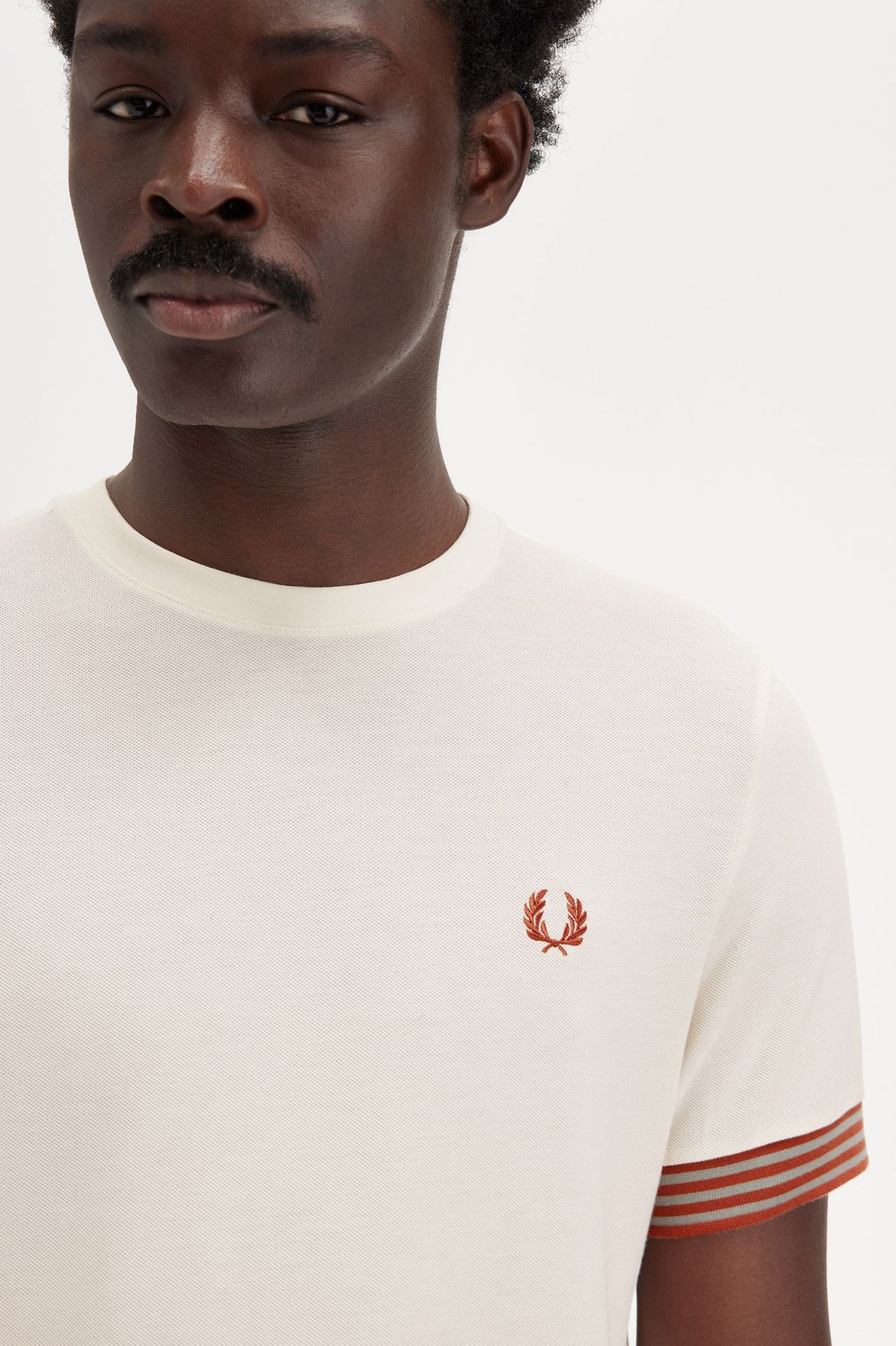 Fred Perry Striped Cuff T-Shirt Light Ecru